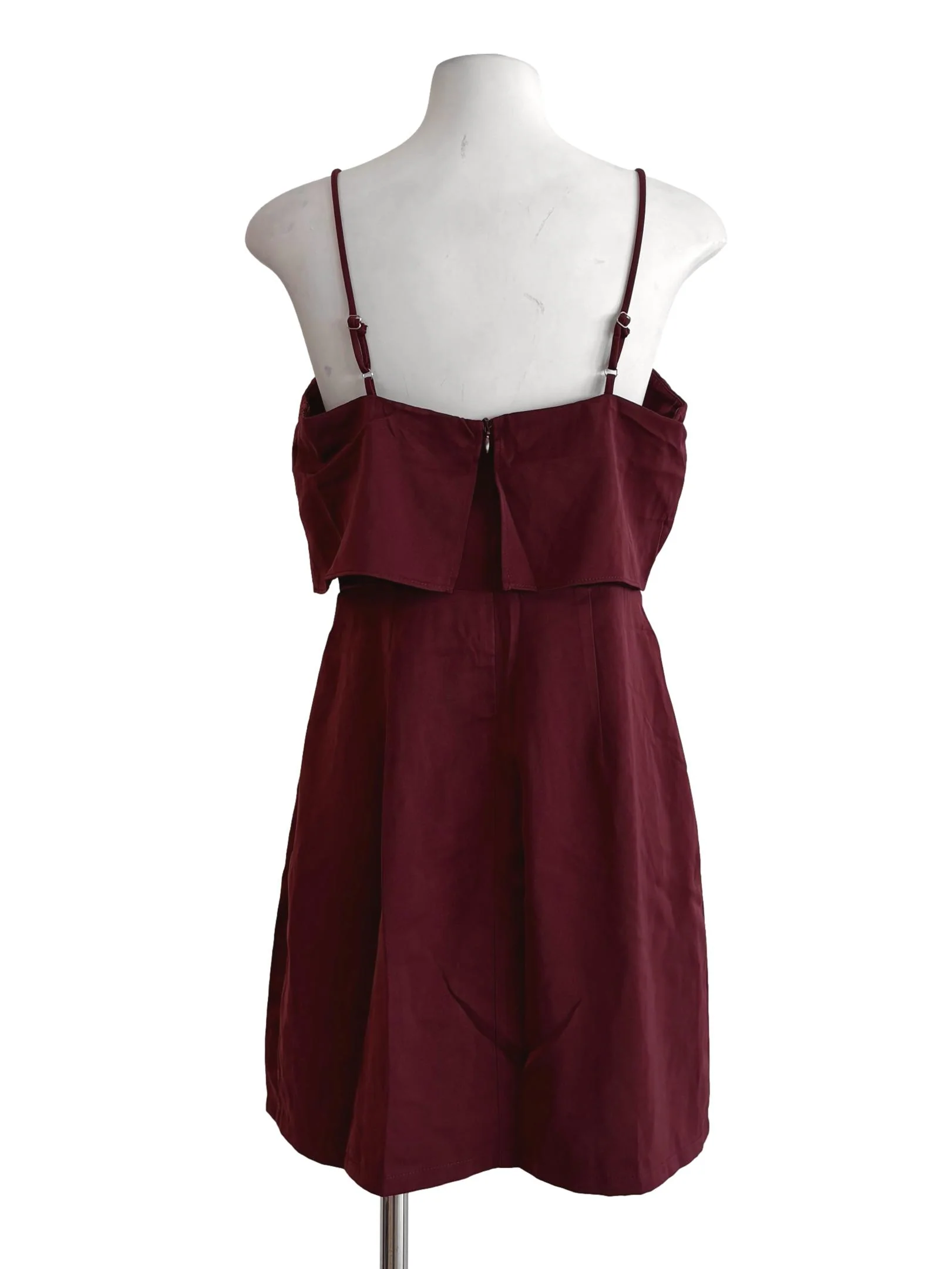 Maroon Drape Spaghetti Strap Dress - Image 2