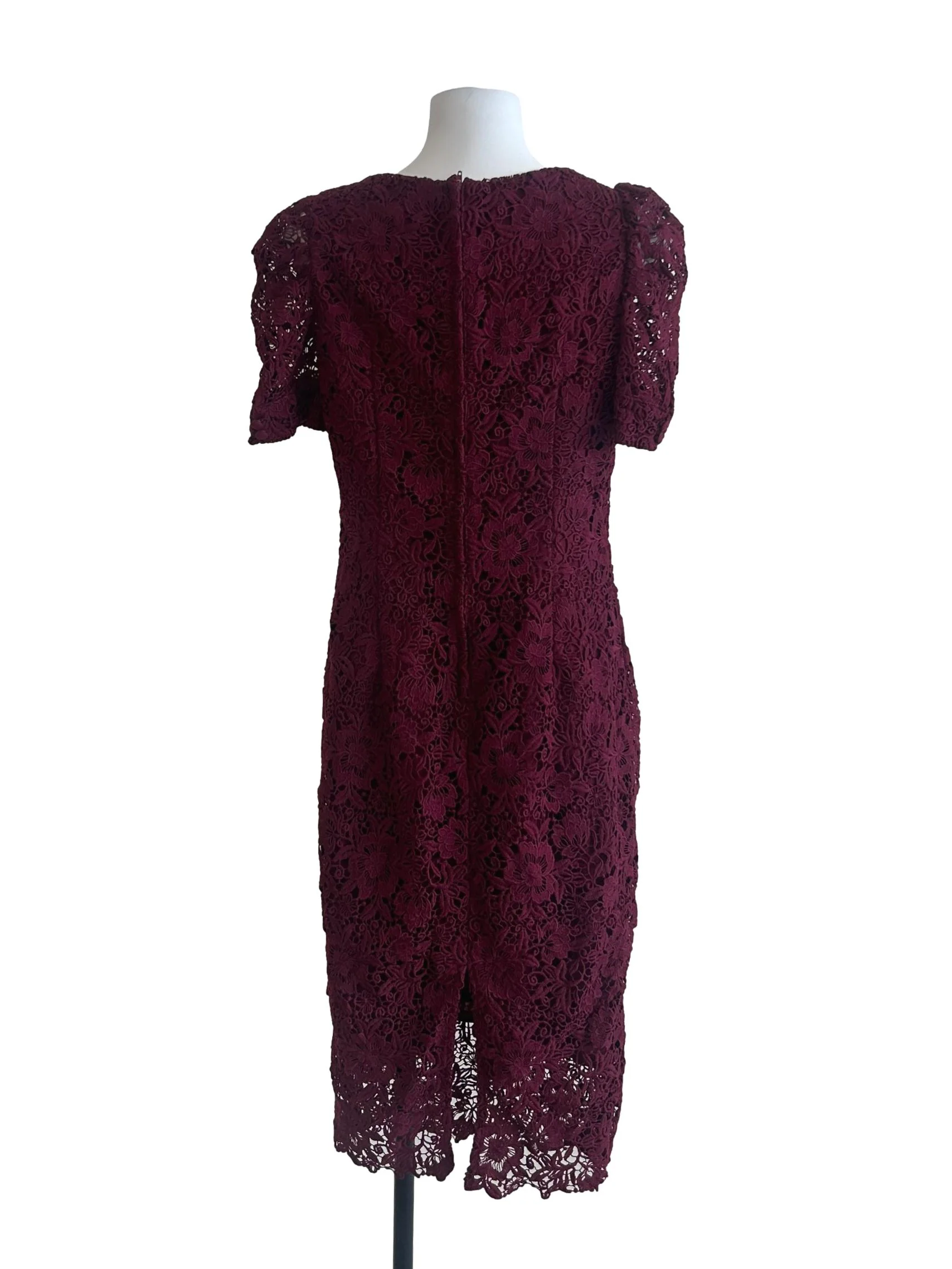 Maroon Eyelet Sweetheart-Neckline Dress - Image 2