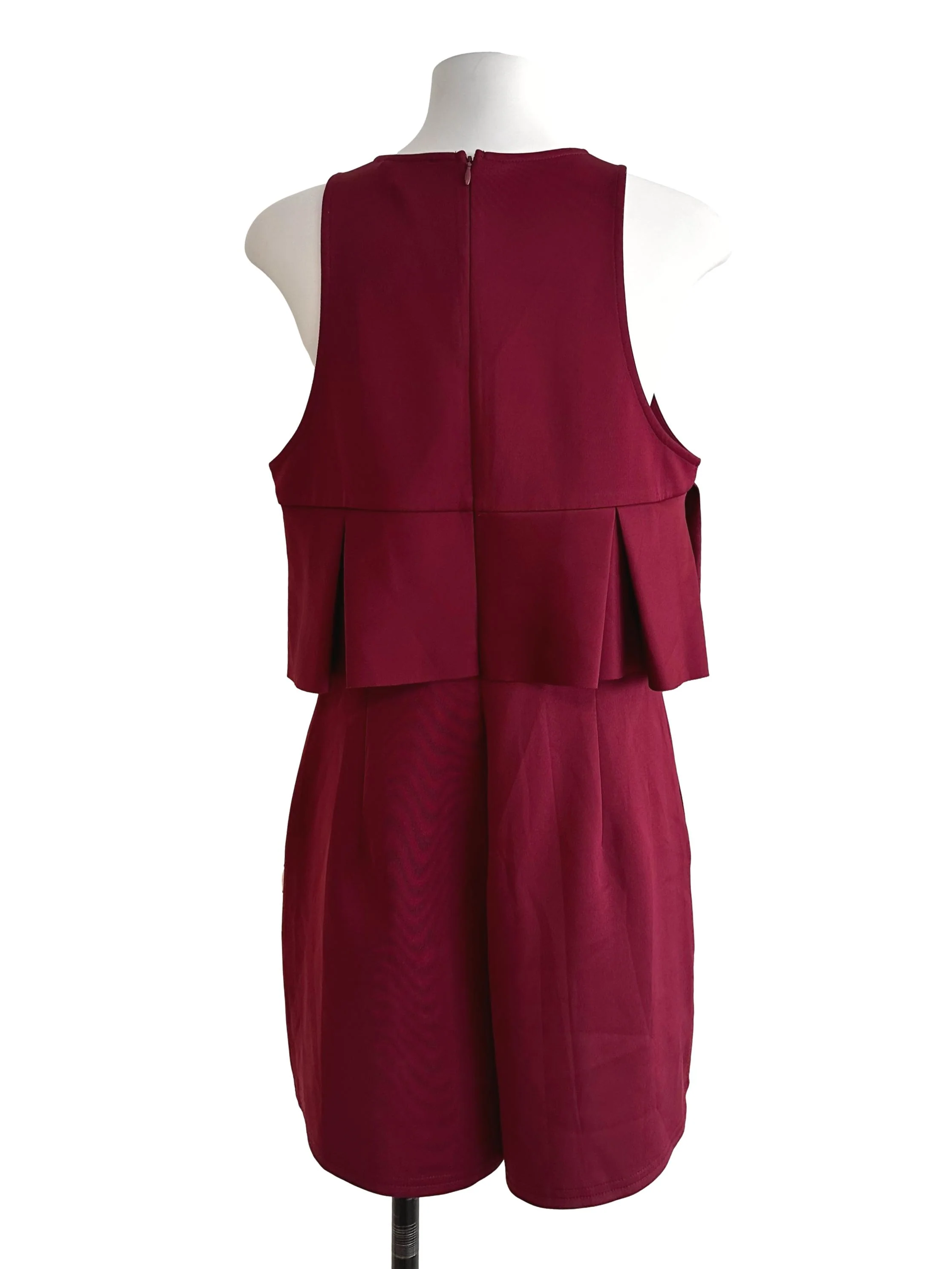 Maroon Red Pleated Round Neck Rompers LB - Image 2