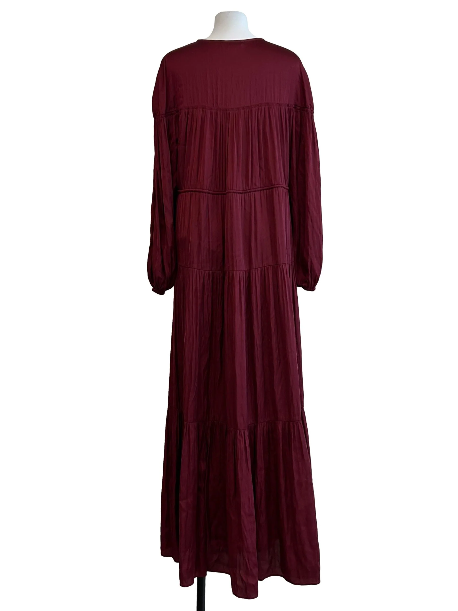 Maroon Red Satin Maxi Dress - Image 2