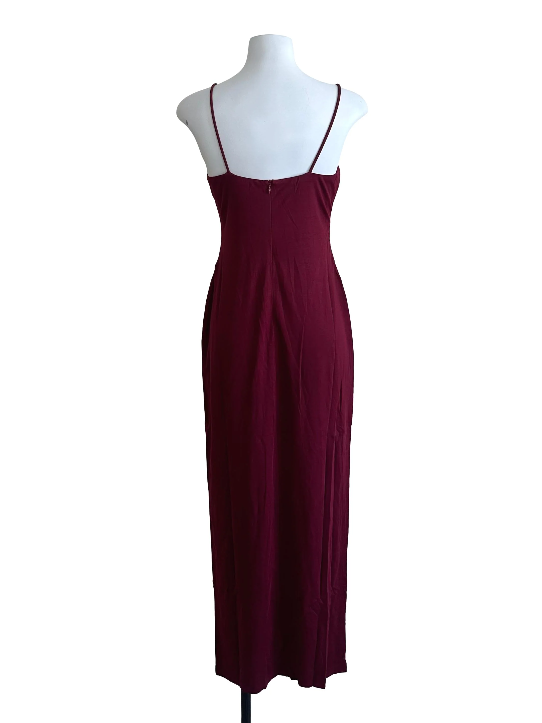 Maroon Red Scoop Neck Bodycon Dress - Image 2