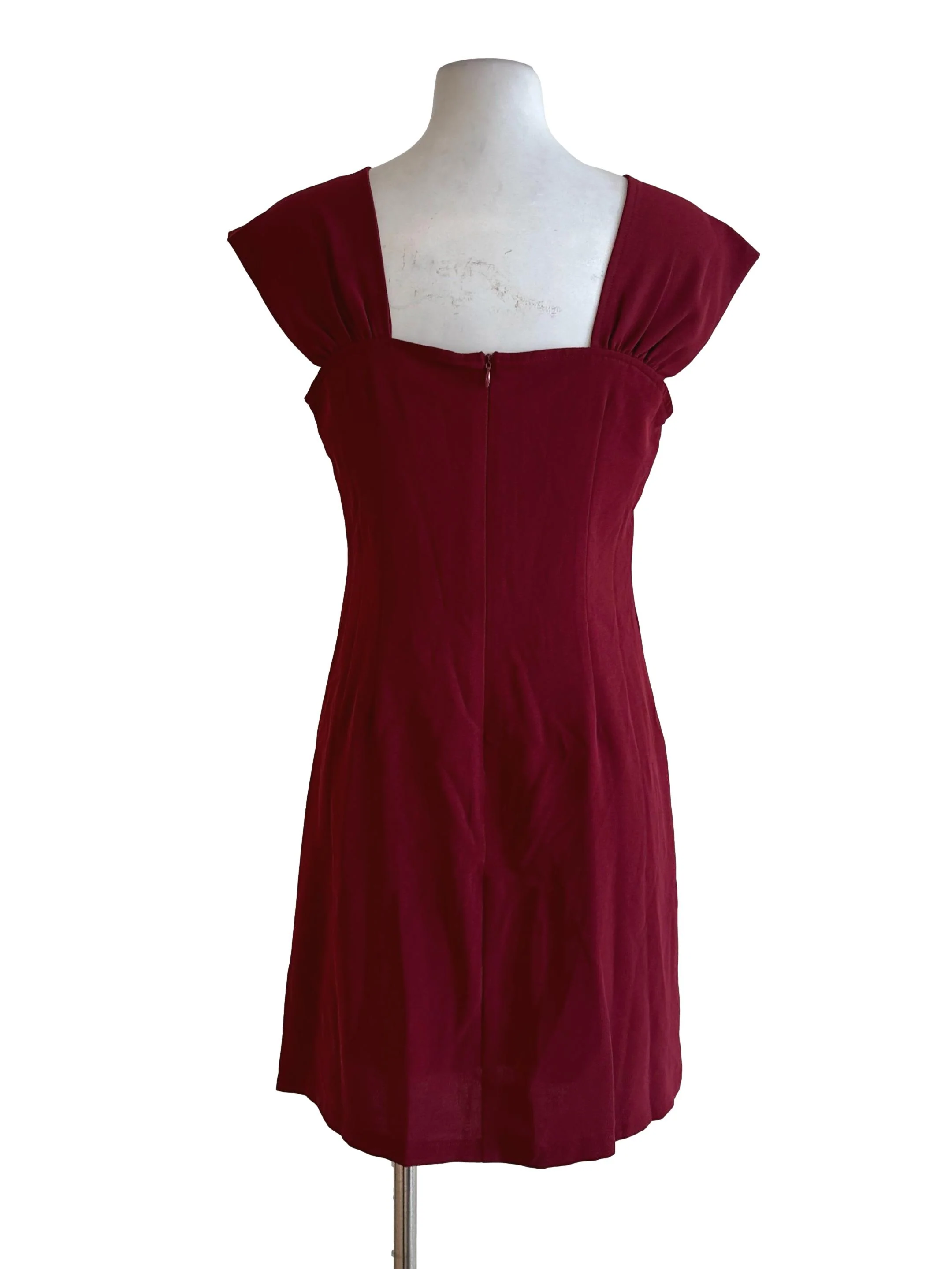 Maroon Red Square Neck Dress - Image 2