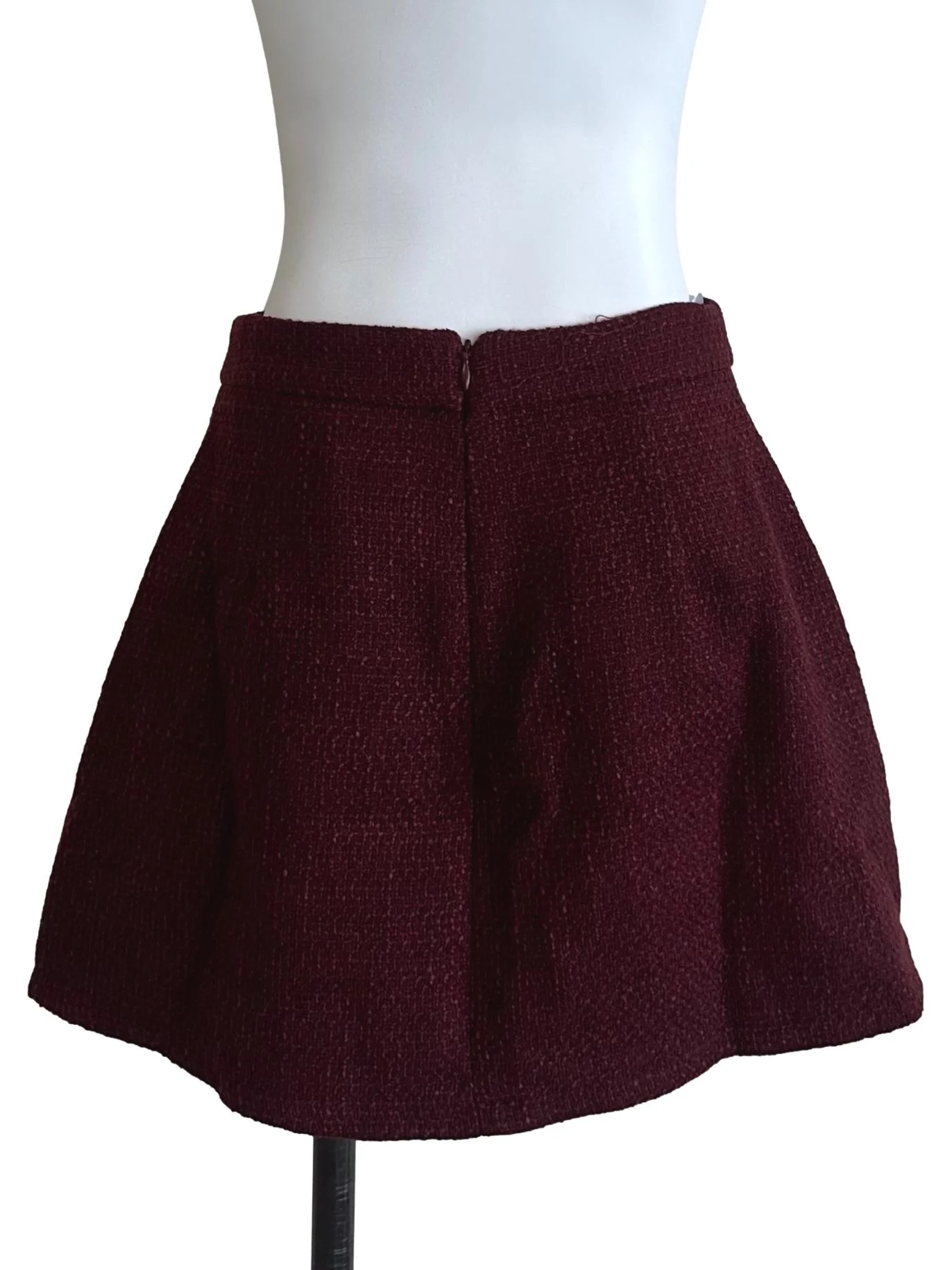 Maroon Red Tweed Textured Skort - Image 2