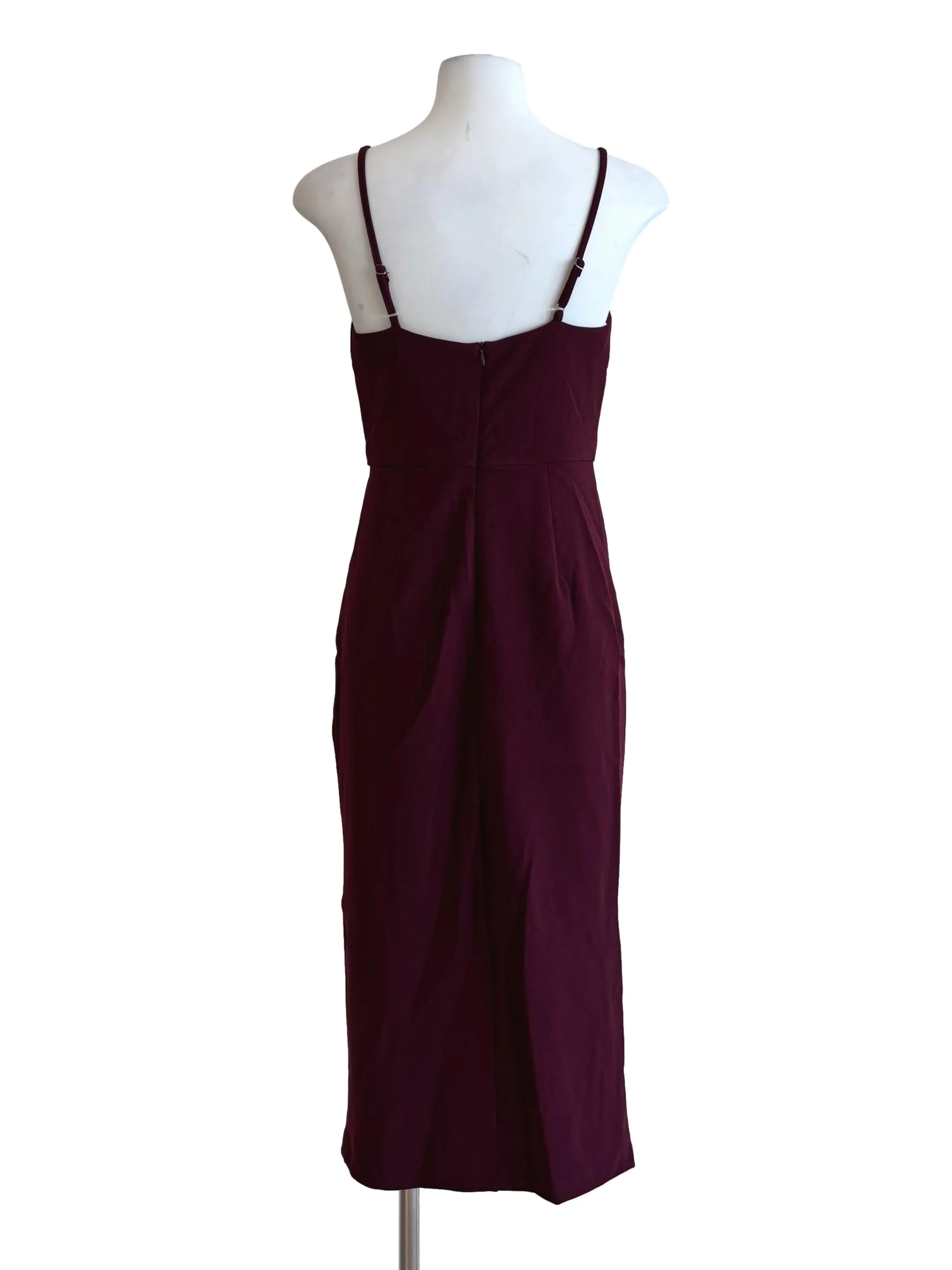 Maroon Ruched Pencil Dress - Image 2
