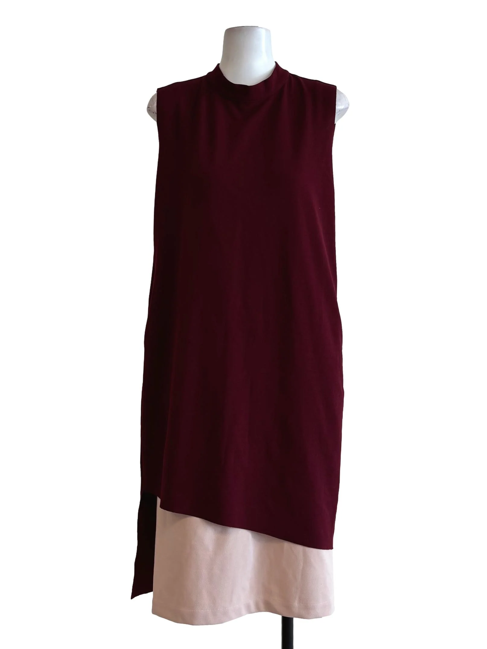 Maroon Sleeveless Straight Dress