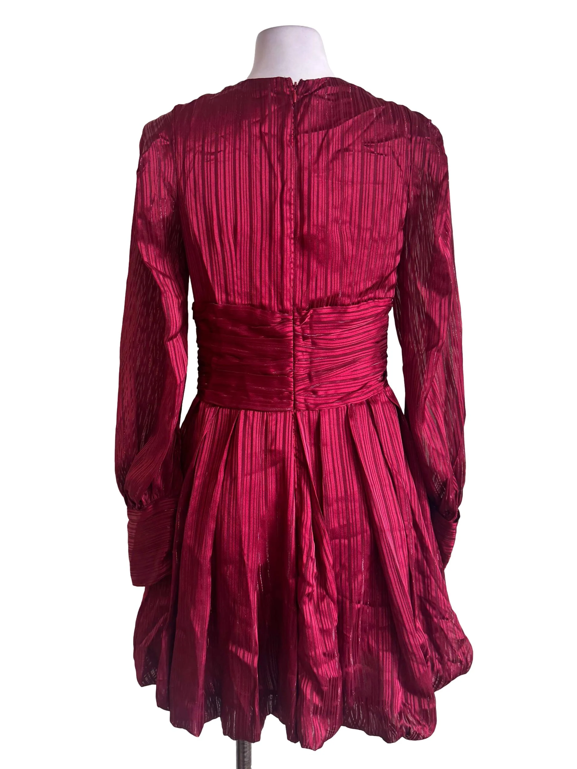 Maroon Stripes Balloon Dress - Image 2