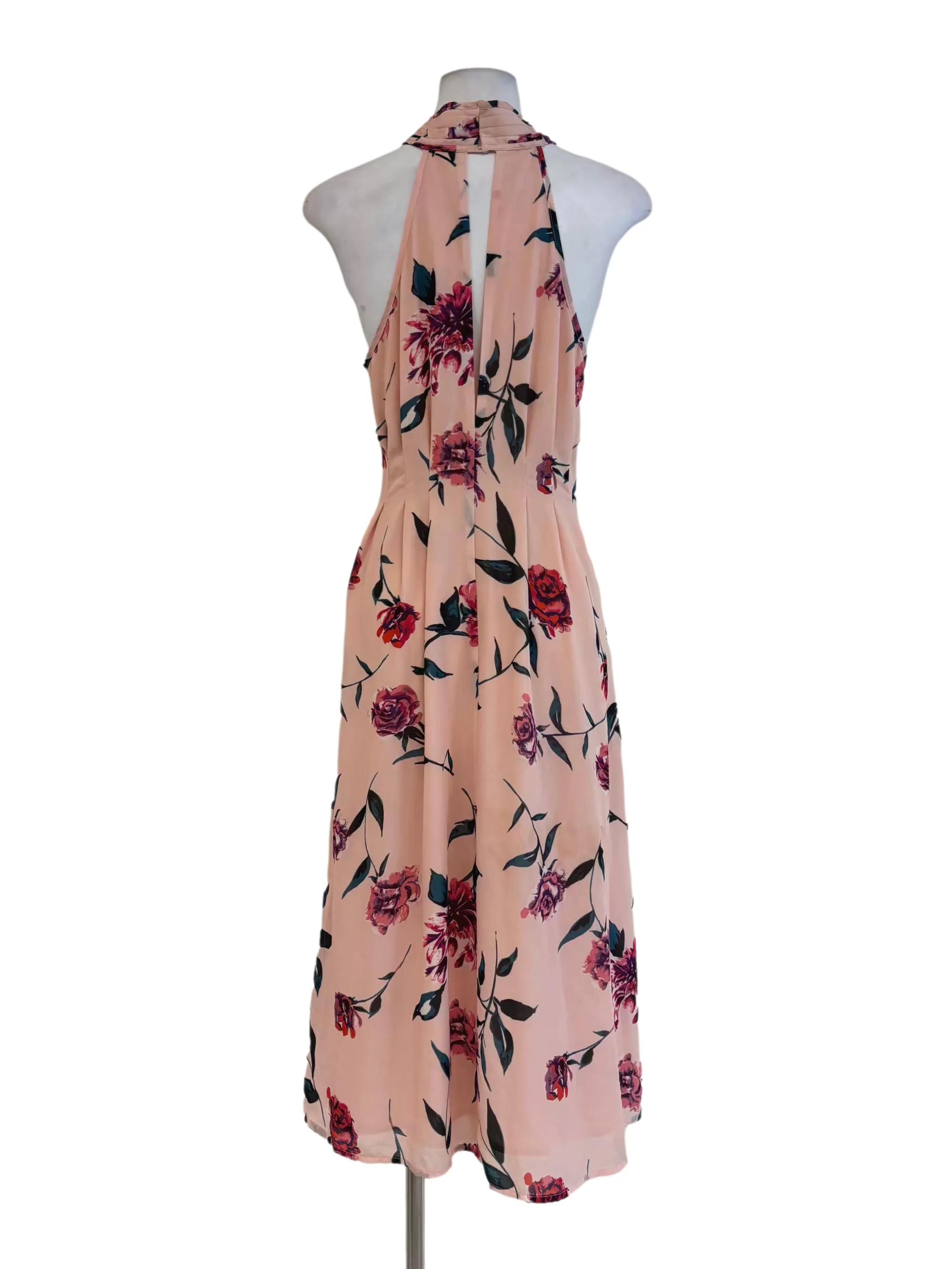Marshmallow Pink Cross Neck Flare Dress - Image 2