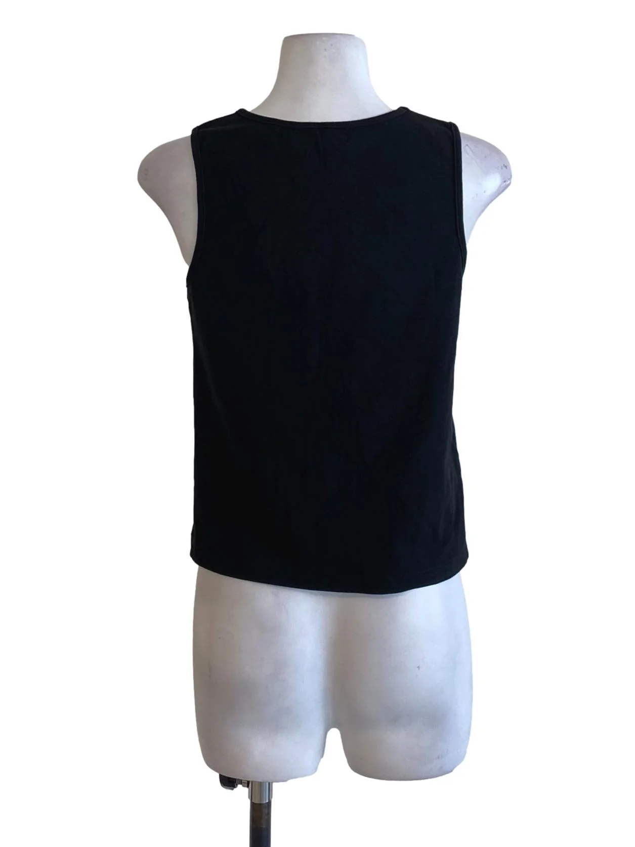 Matte Black Round Neck Sleeveless Tank Top - Image 2