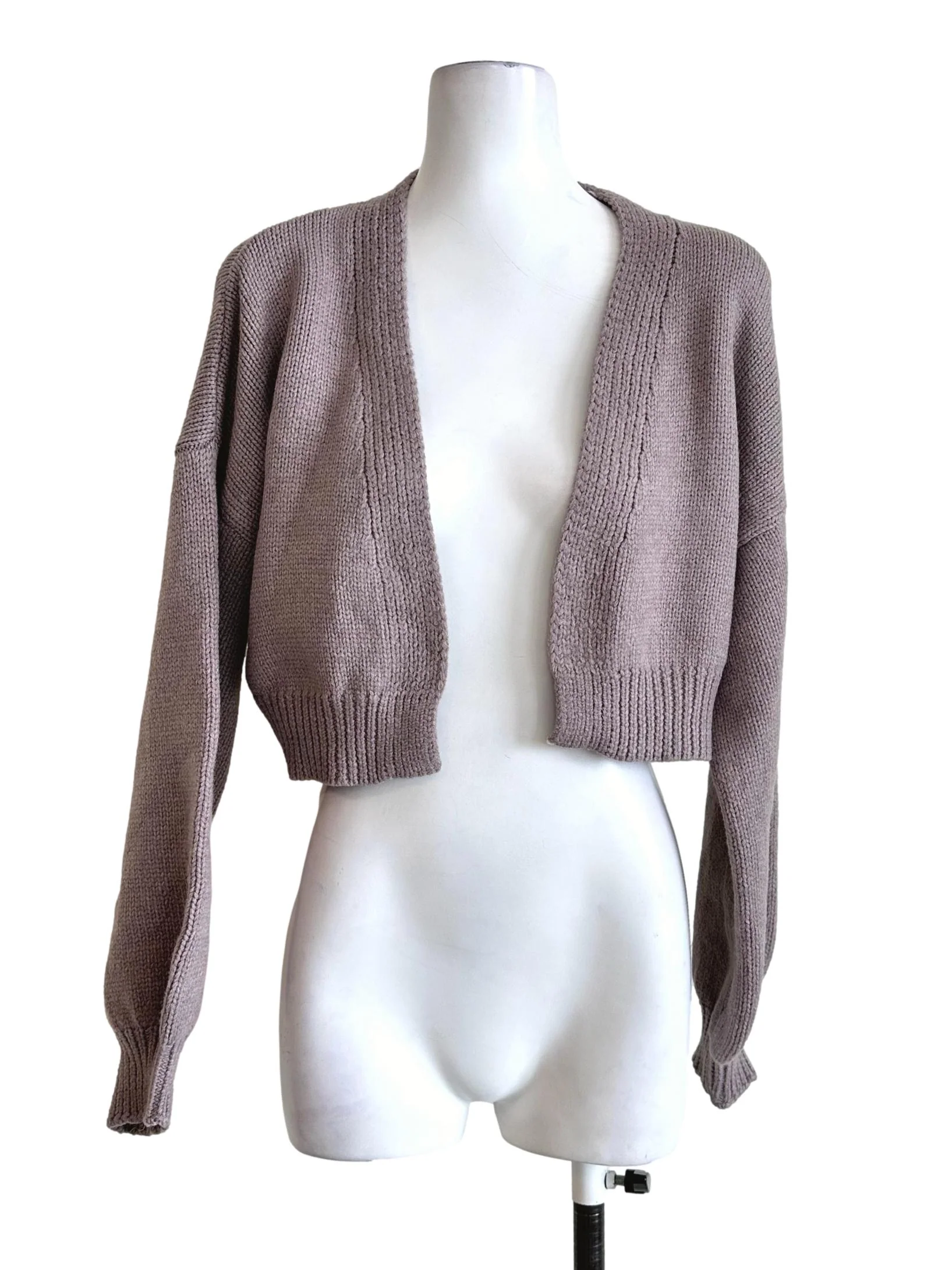 Mauve Purple Knit Crop Cardigan