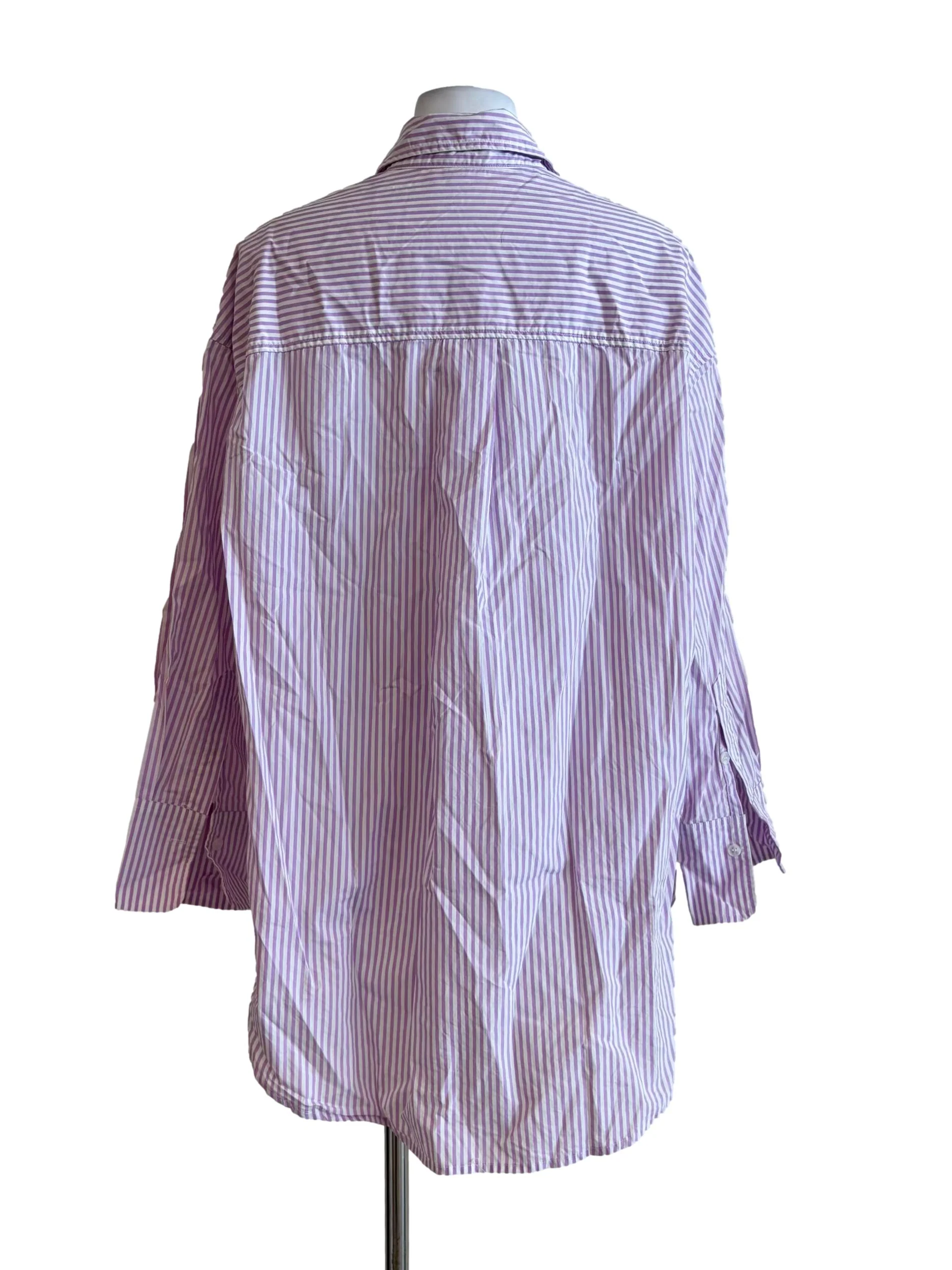 Mauve Striped Cotton Long Sleeve Shirt - Image 2