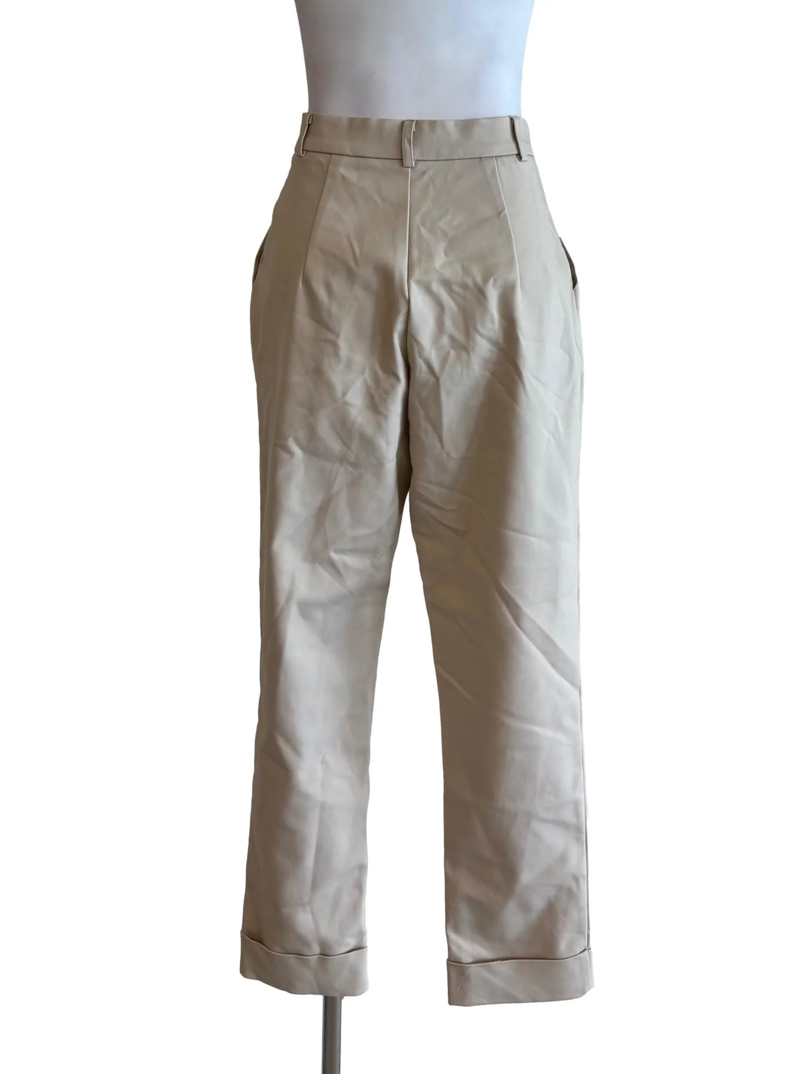 Merino Beige Slim Fit Pants - Image 2