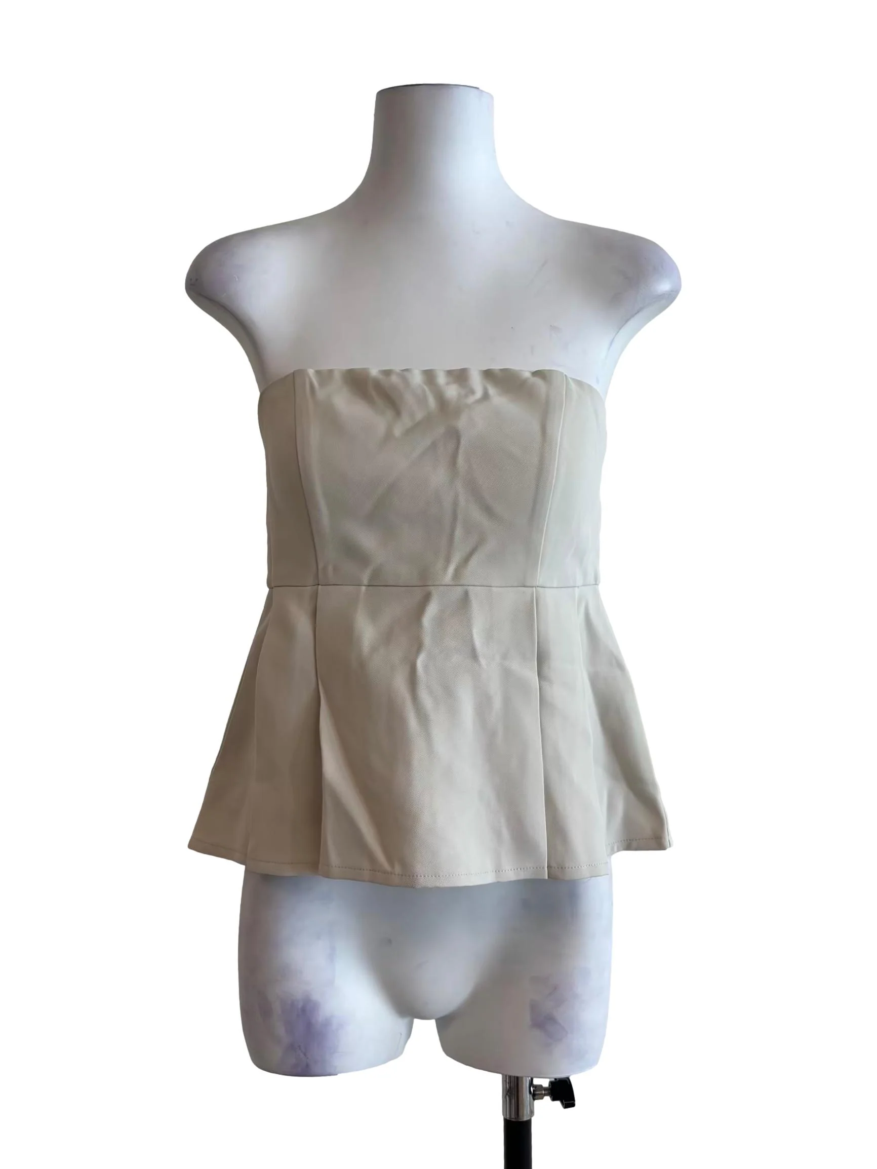 Merino Strapless Peplum Top