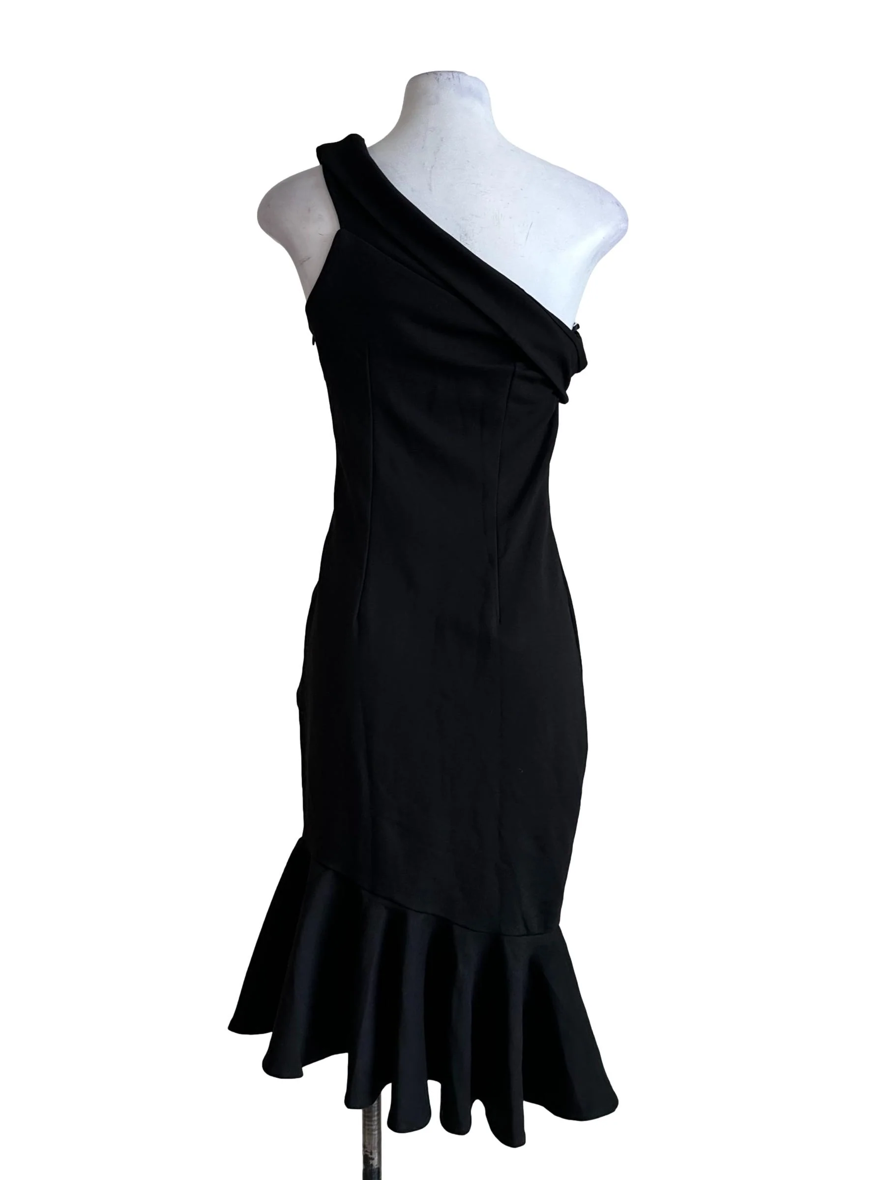 Midnight Black Asymmetric Dress - Image 2