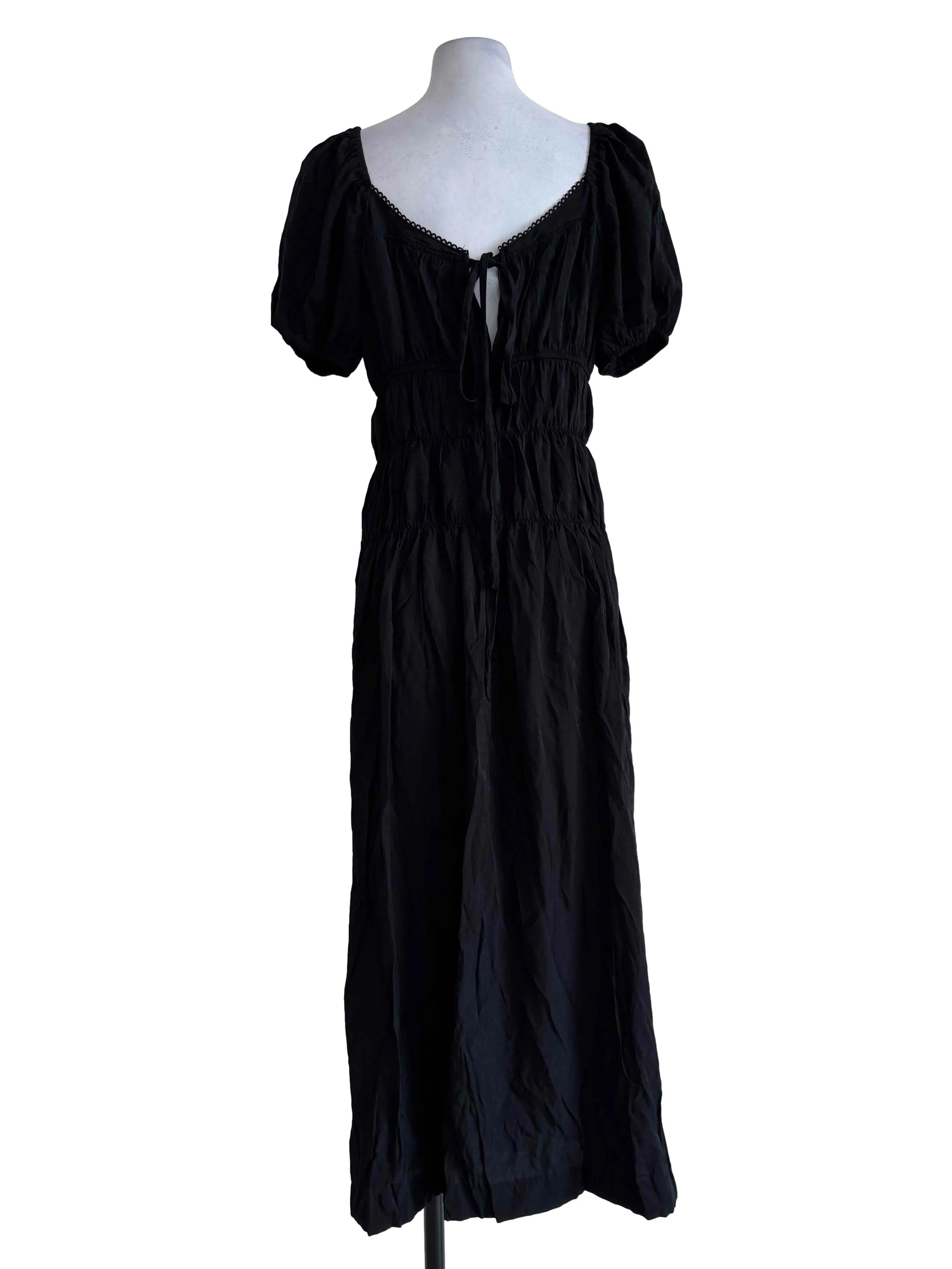 Midnight Black Balloon Sleeve Layered Dress - Image 2