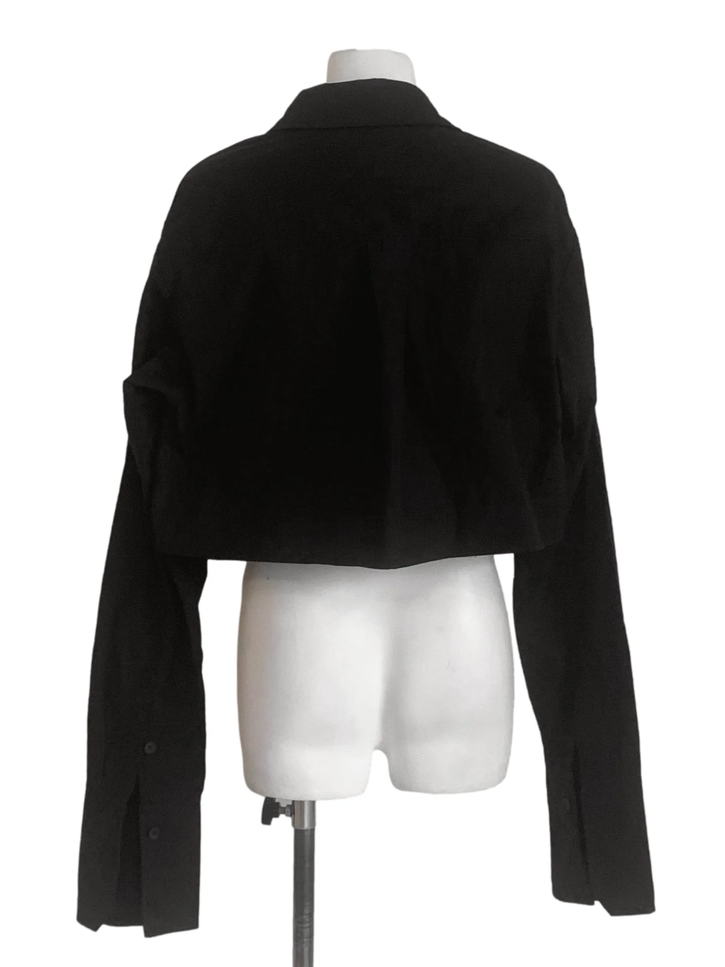 Midnight Black Collared Crop Top - Image 2