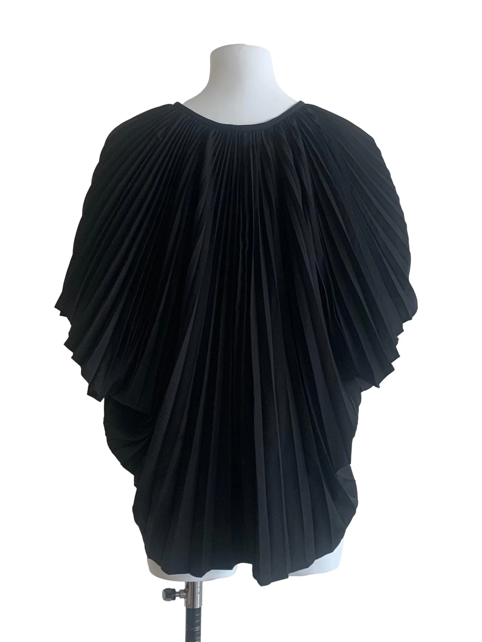 Midnight Black Pleated Batwing Sleeve Top - Image 2