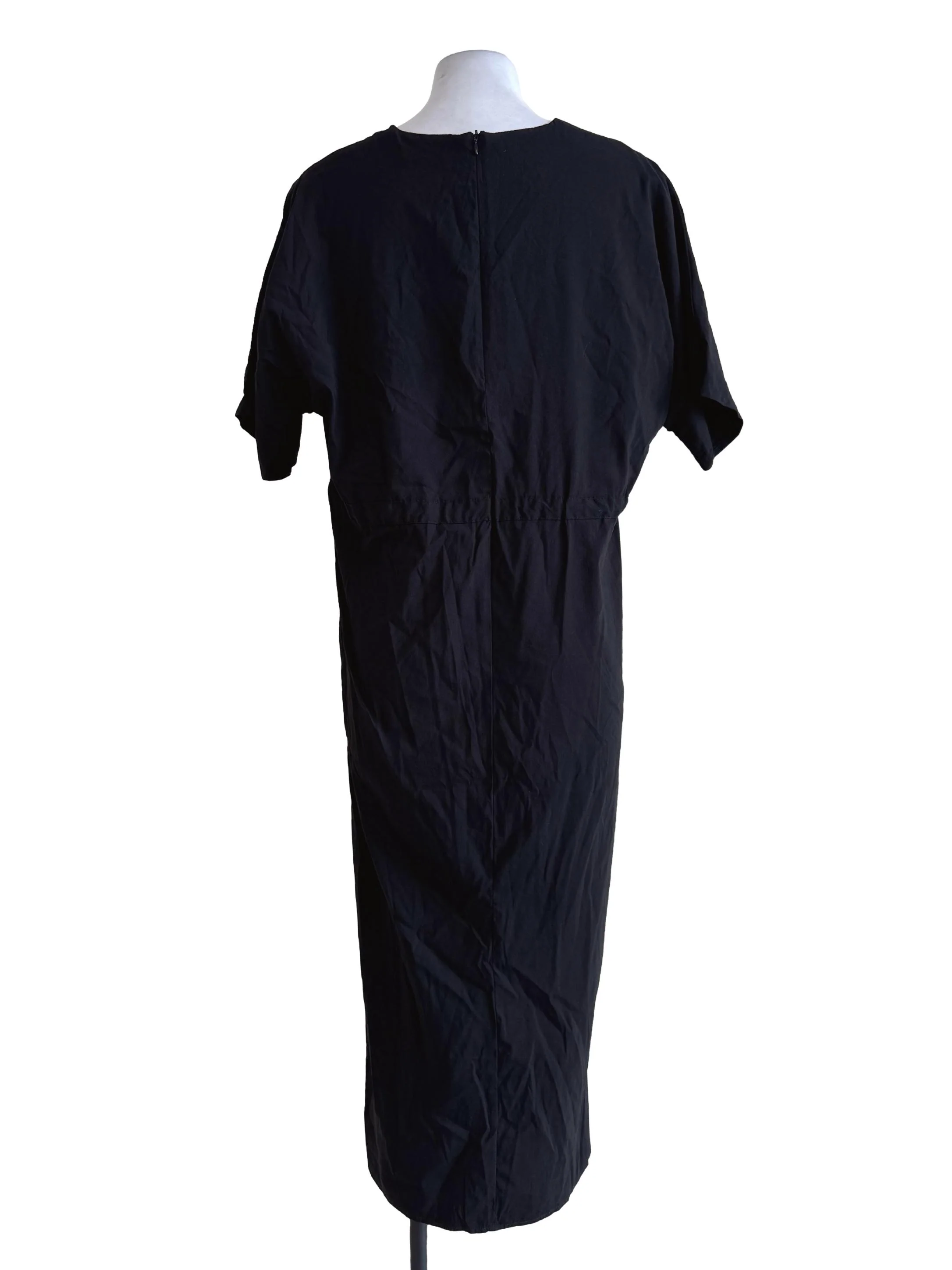 Midnight Black Short Sleeve Shirt Dress - Image 2