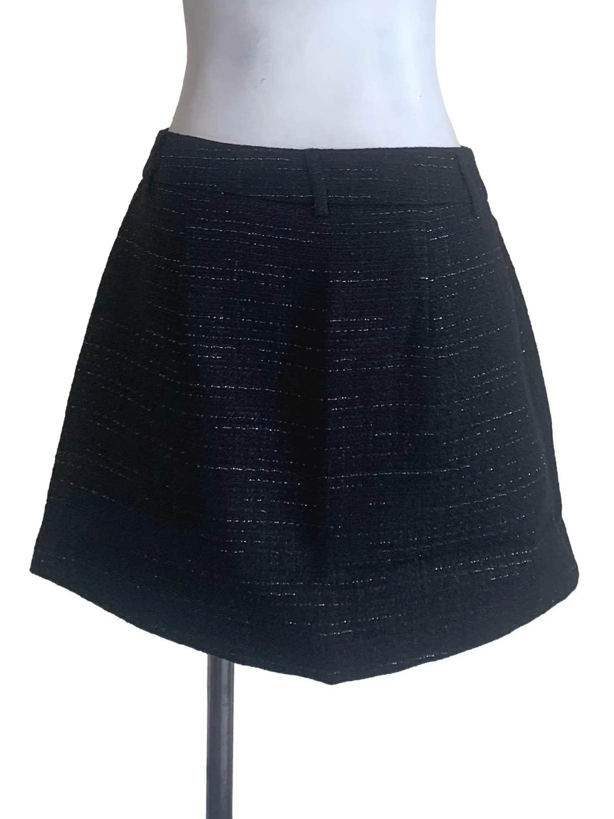 Midnight Black Tweed Skirt - Image 2