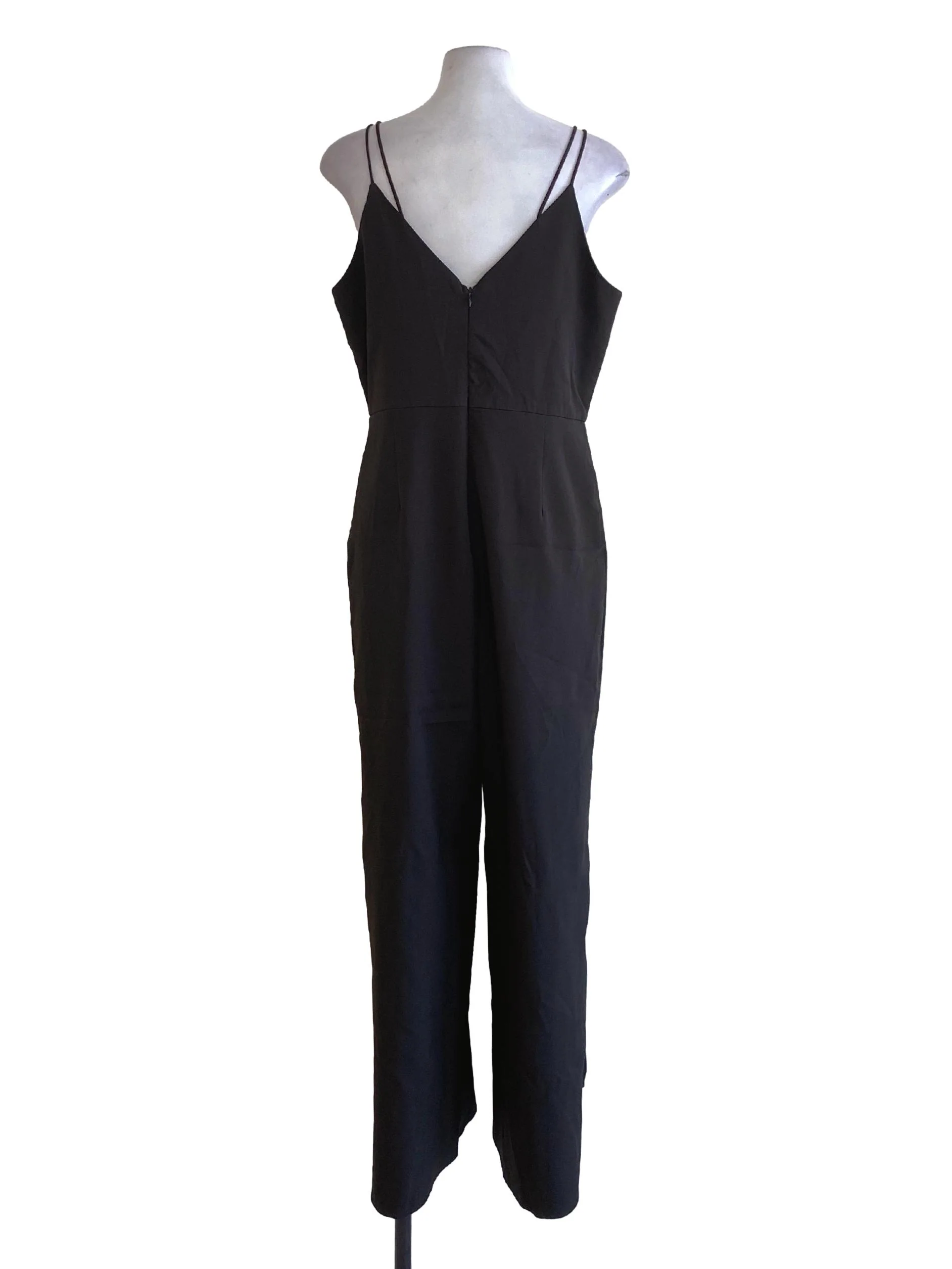 Midnight Black V-Neck Double Strap Fit Jumpsuit - Image 2