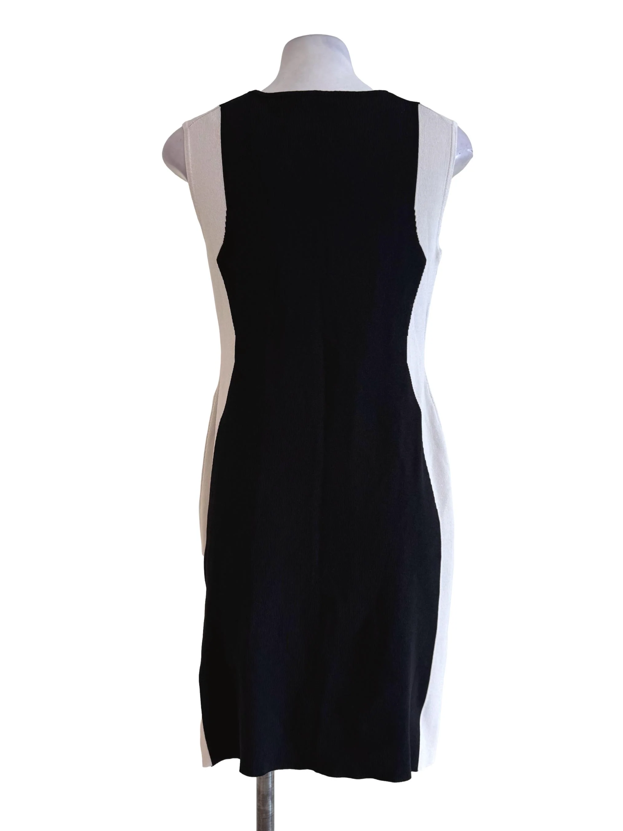 Midnight Black With White Slim Illusion Line Shift Dress - Image 2