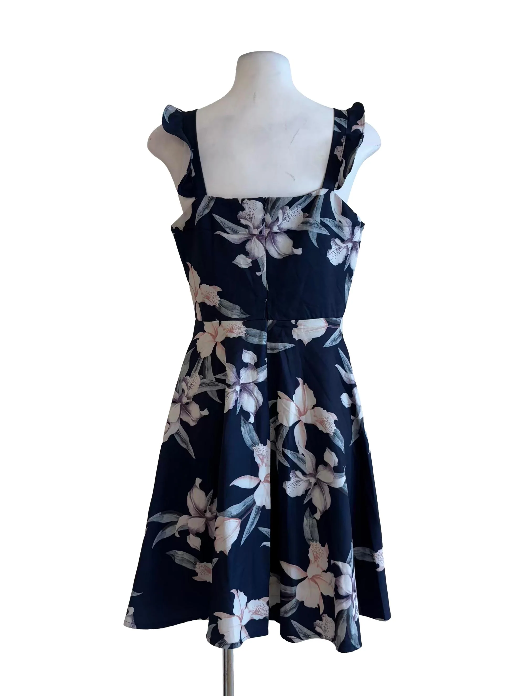 Midnight Blue Floral A-Line Dress - Image 2