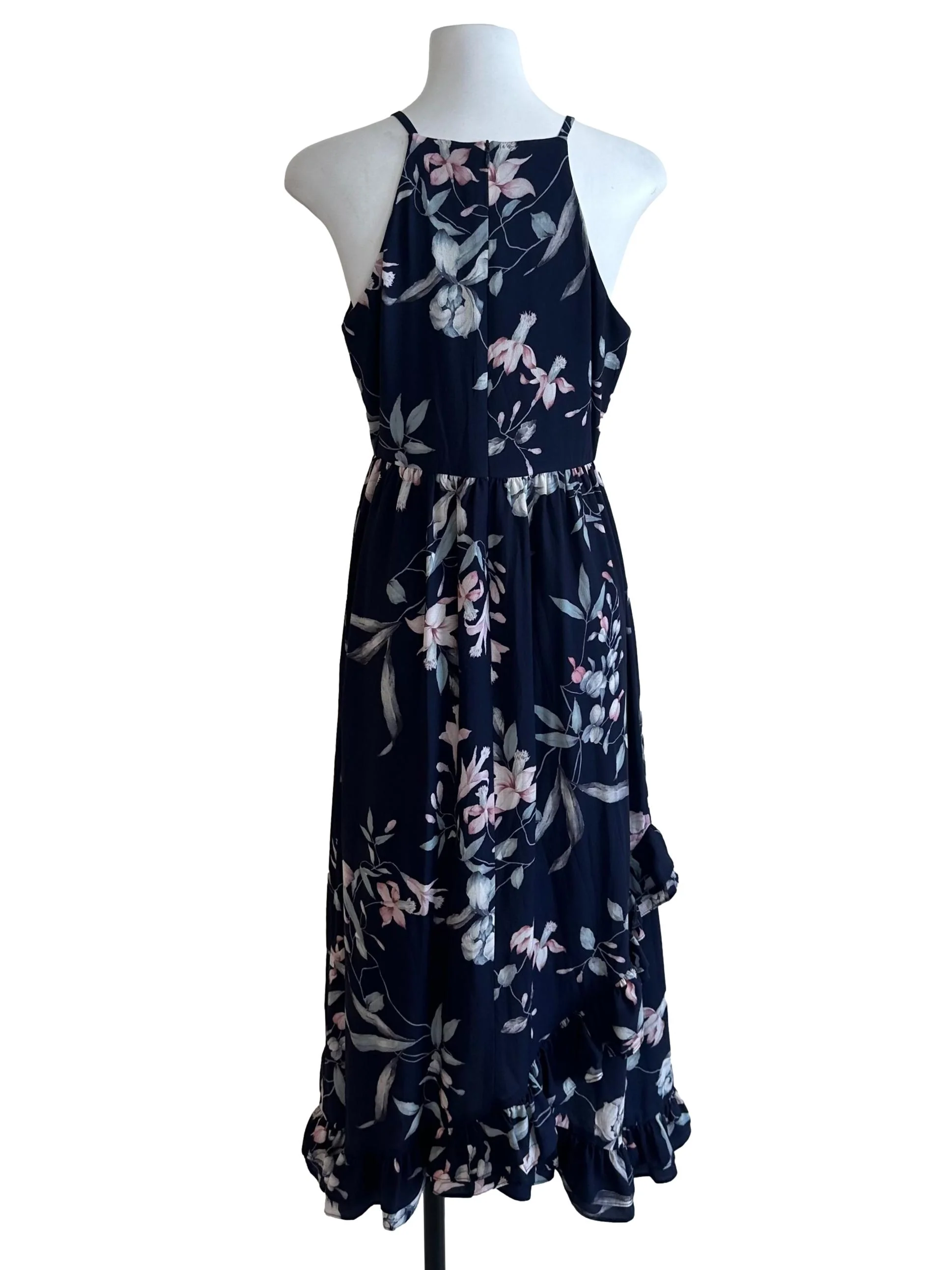 Midnight Blue Floral Ruffle Dress - Image 2