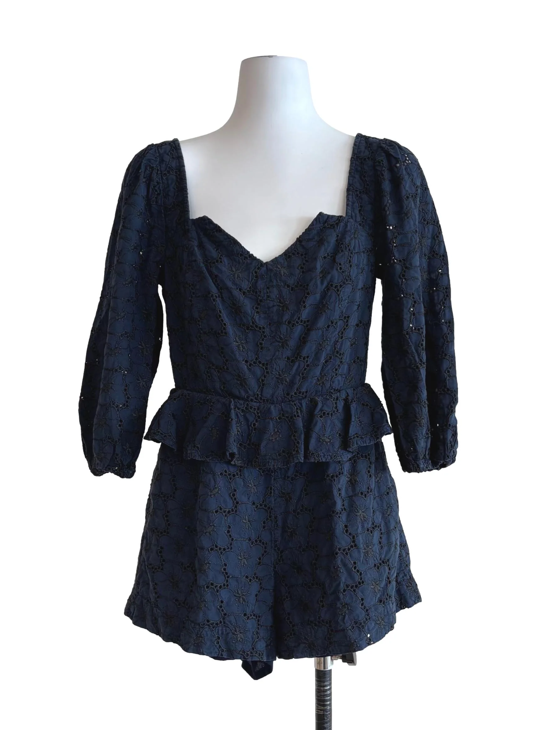Midnight Blue Lace Romper