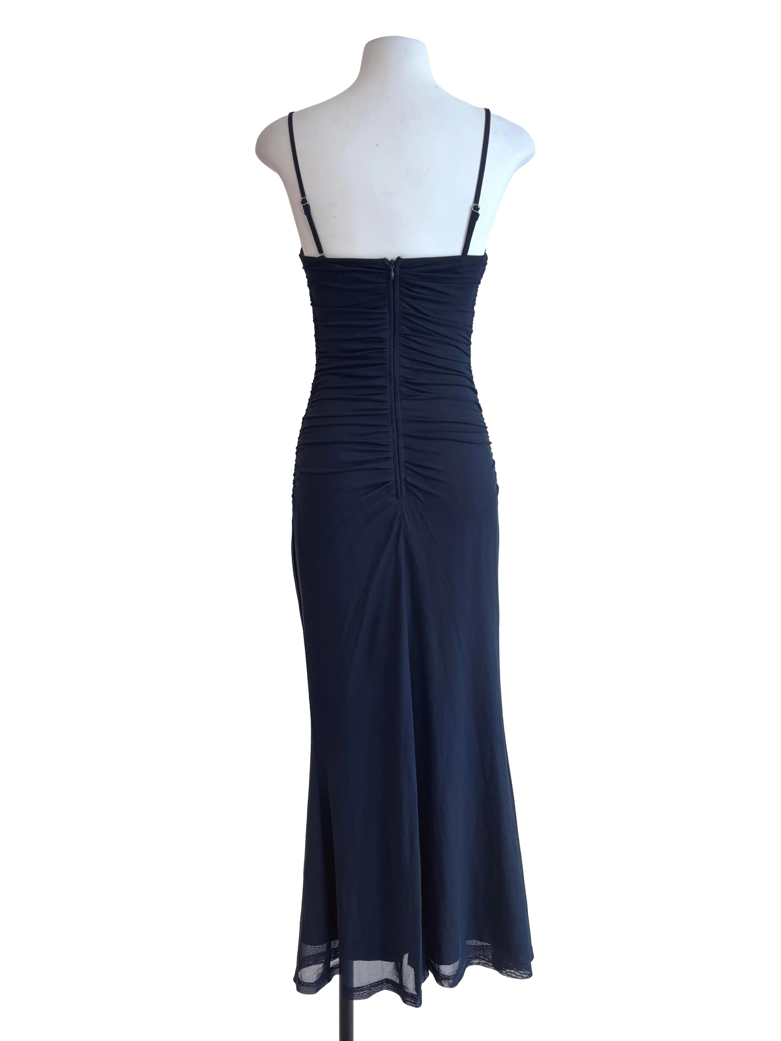 Midnight Blue Mesh Bodycon Dress - Image 2