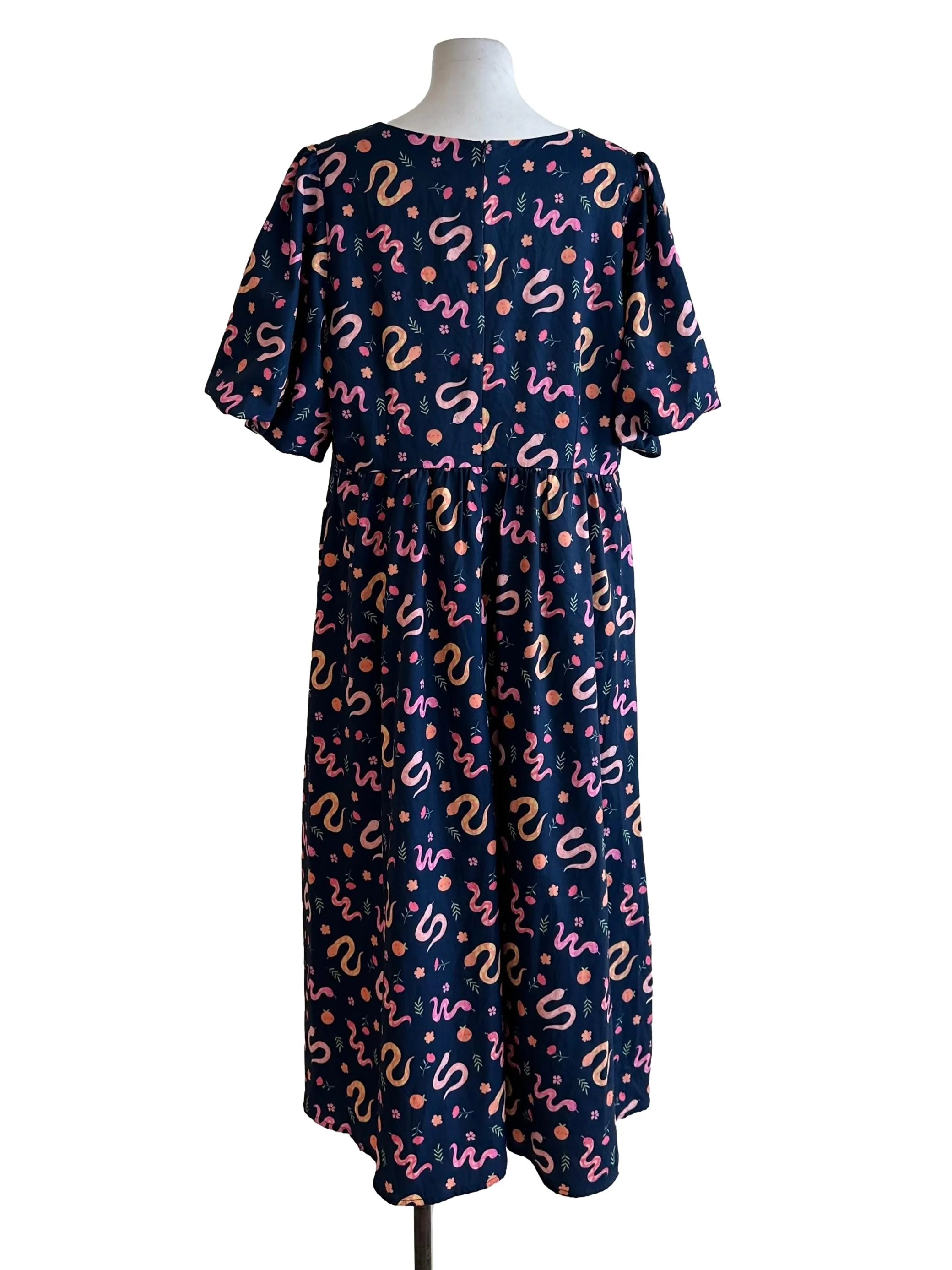 Midnight Blue Pattern Square Neck Dress - Image 2
