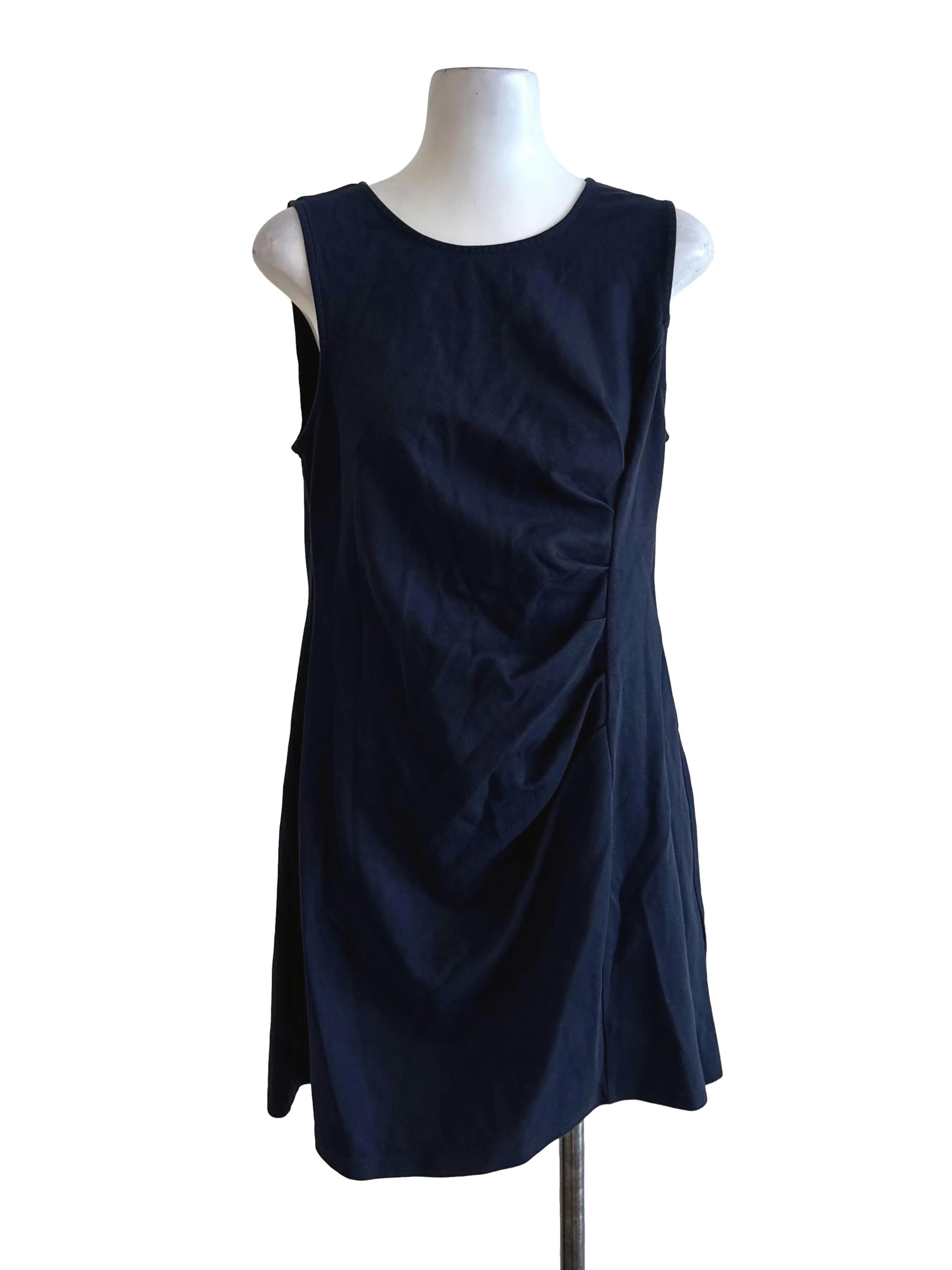 Midnight Blue Side Ruched Sleeveless Dress
