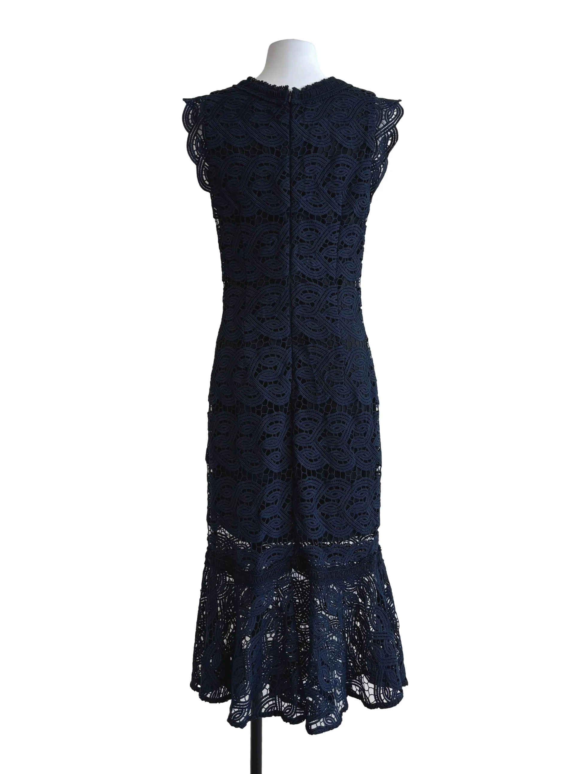 Midnight Blue Sleeveless Mermaid Lace Dress - Image 2
