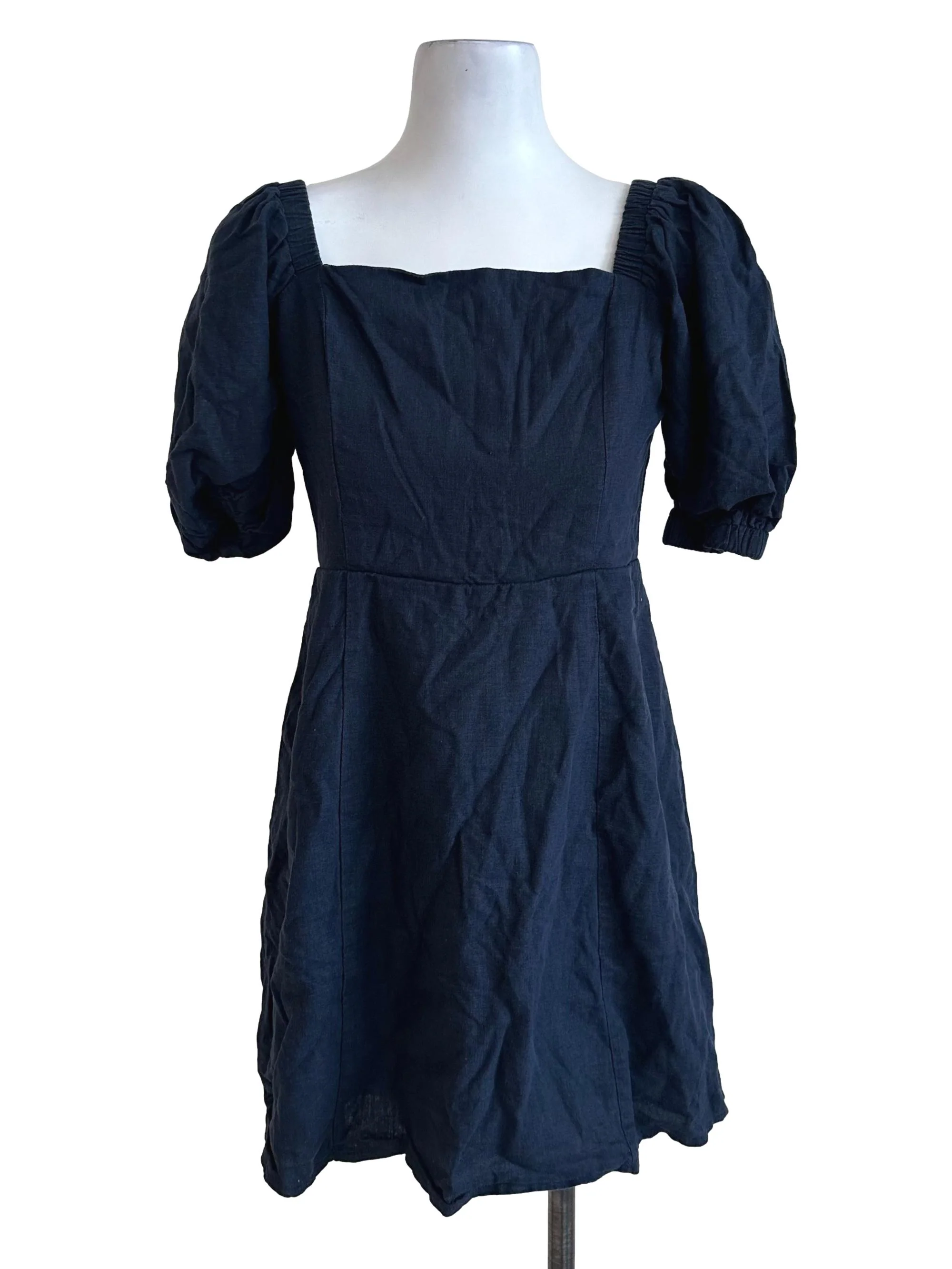 Midnight Blue Square Neck A Line Dress