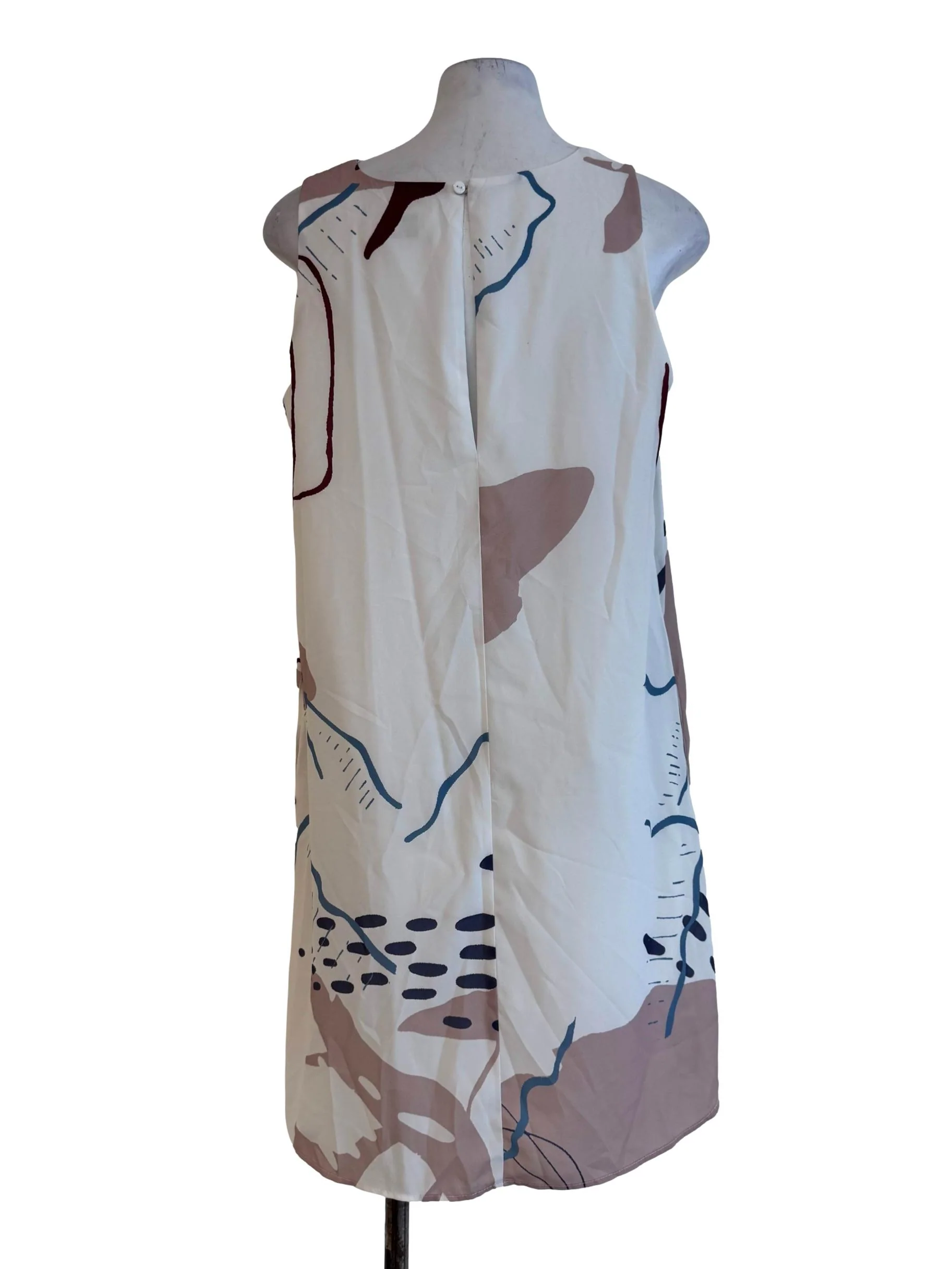 Milk White With Prints A-Line Dress - Image 2