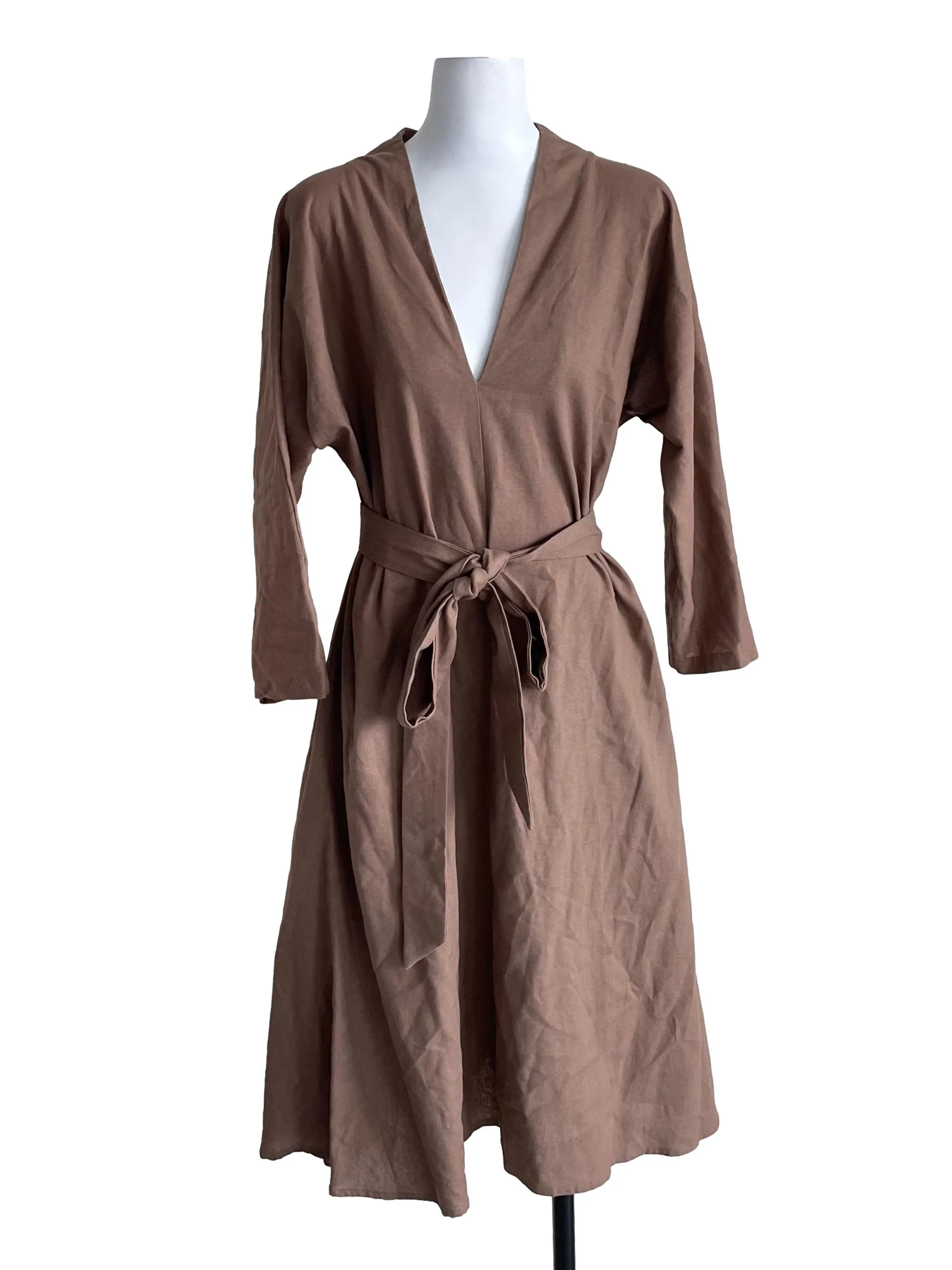 Milky Coffee V Neck Dress