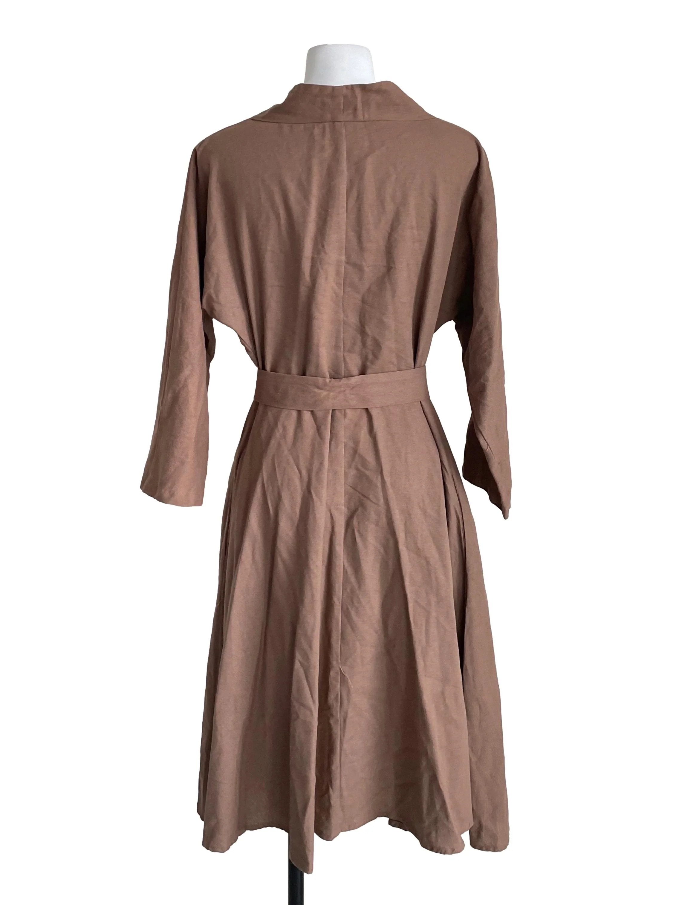Milky Coffee V Neck Dress - Image 2