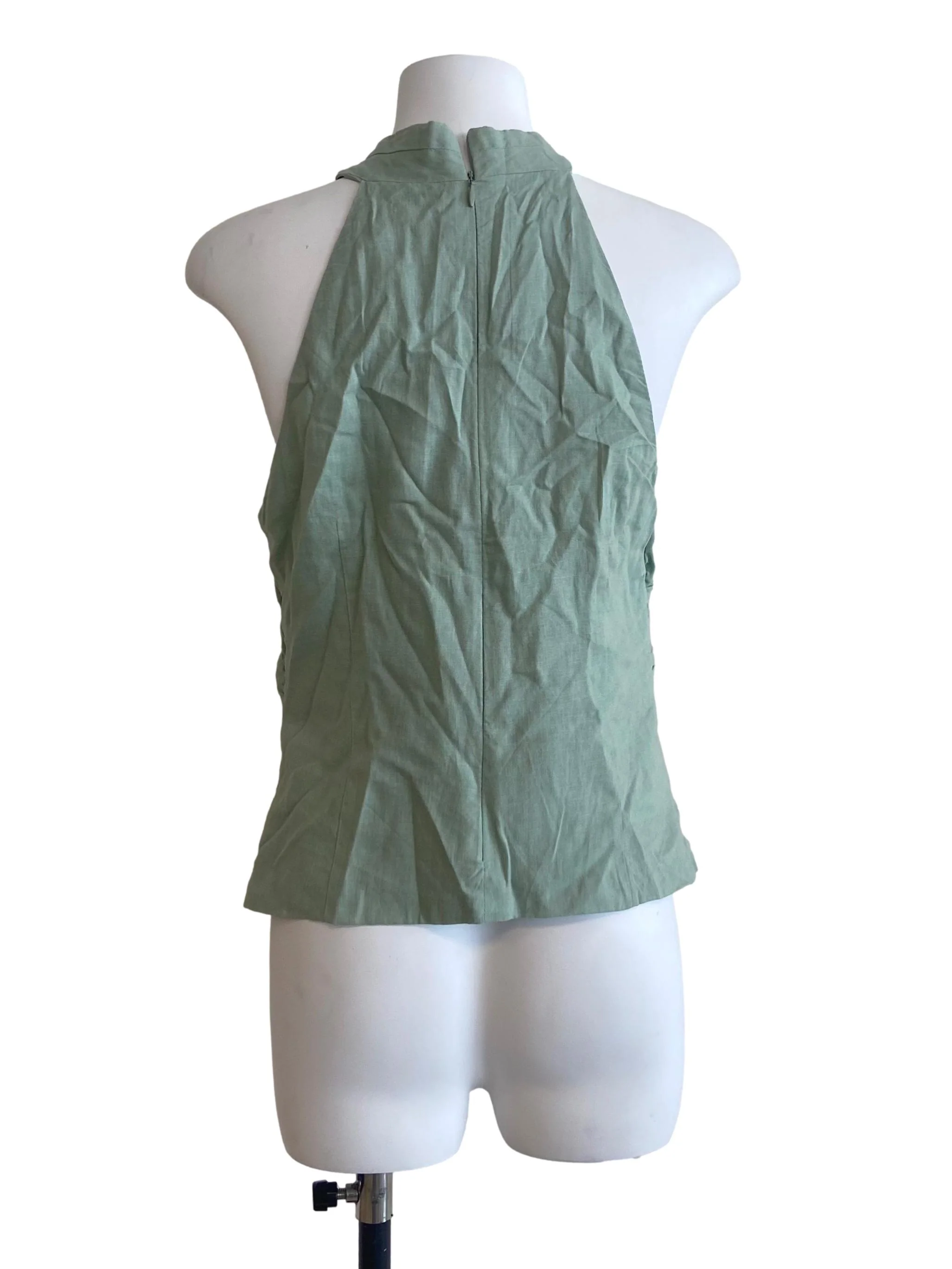 Mint Green Halter Neck Sleeveless Blouse - Image 2