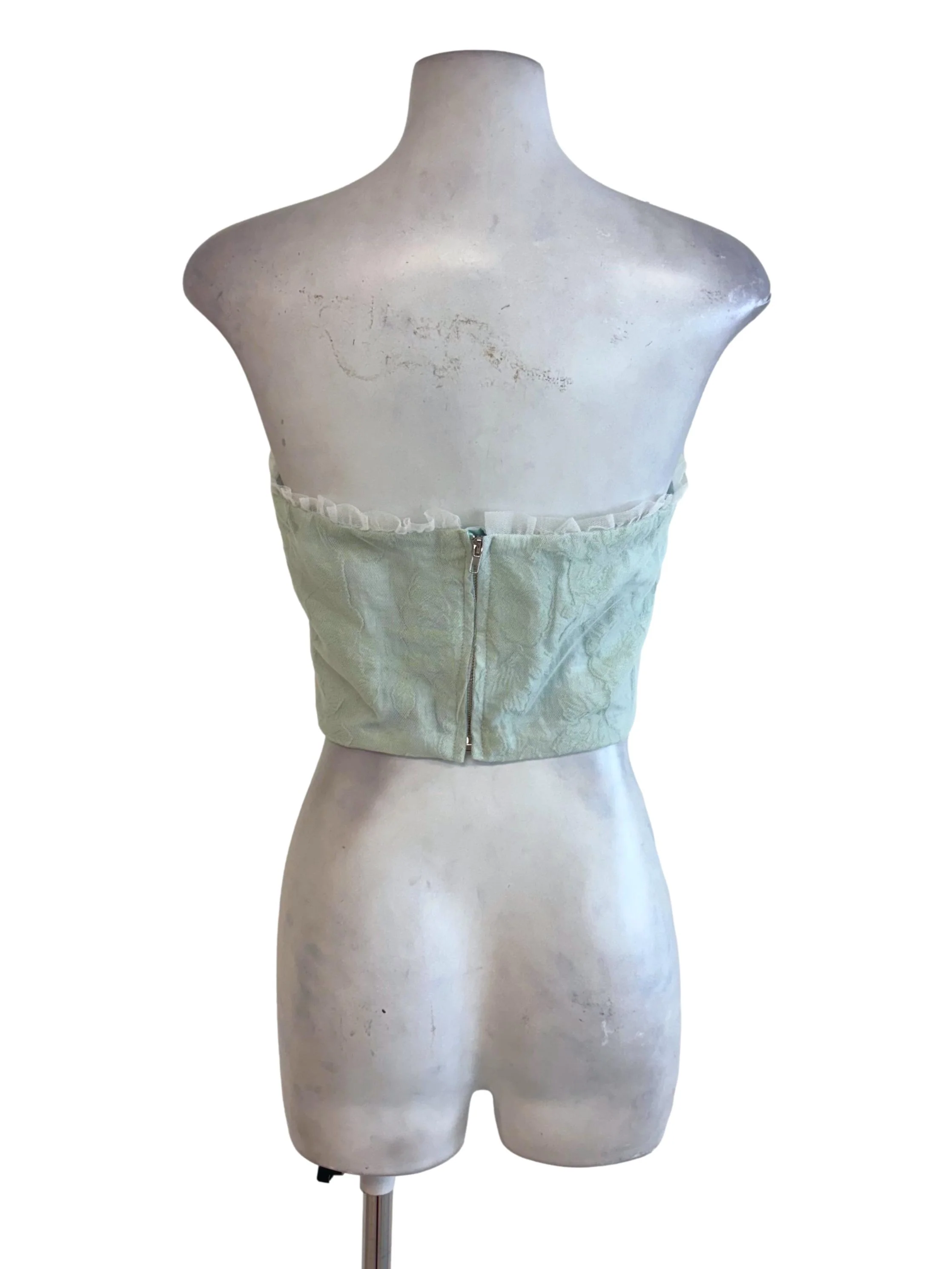 Mint Green Lace Bandeau Crop Top - Image 2