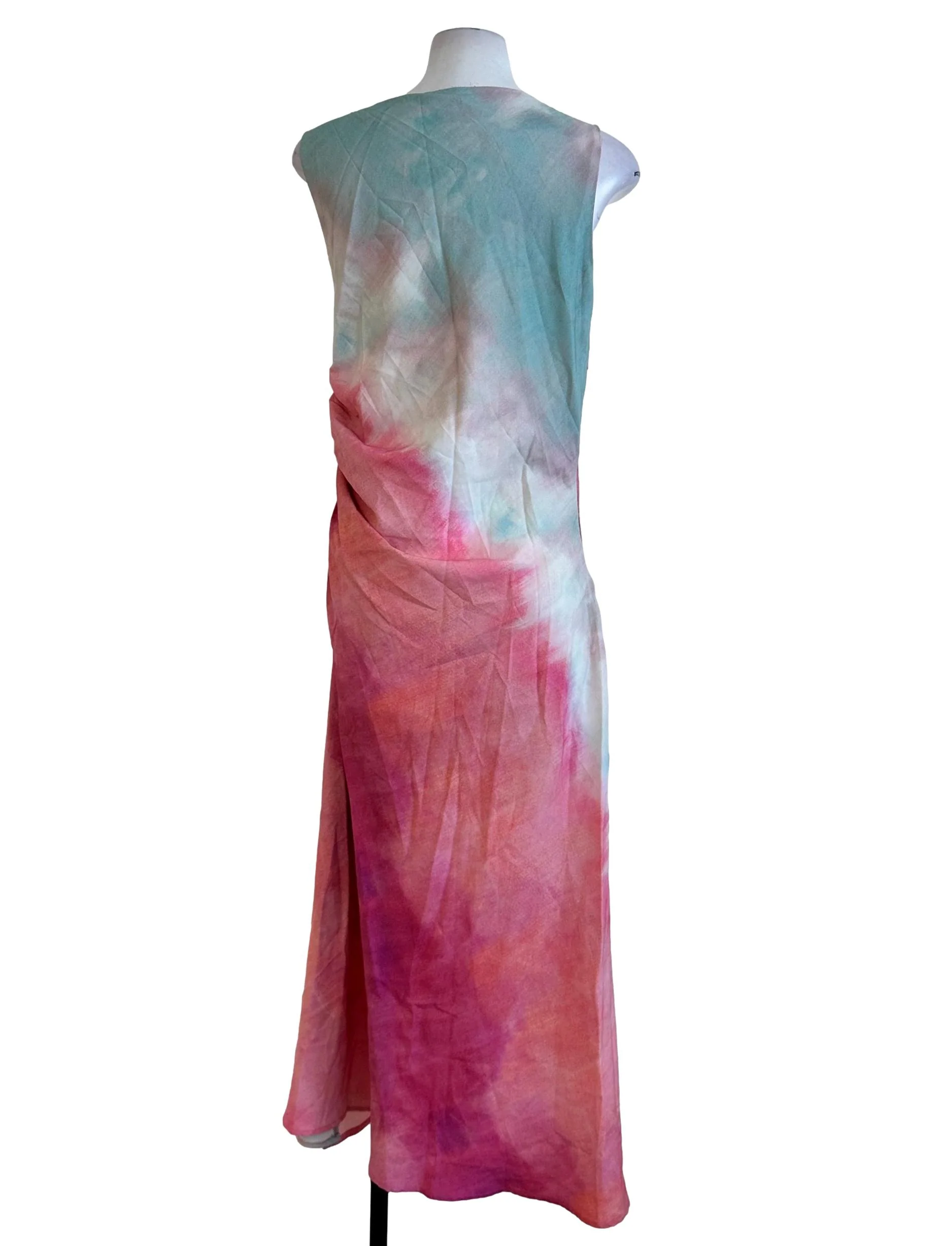Mint Green Pink Drape Dress - Image 2