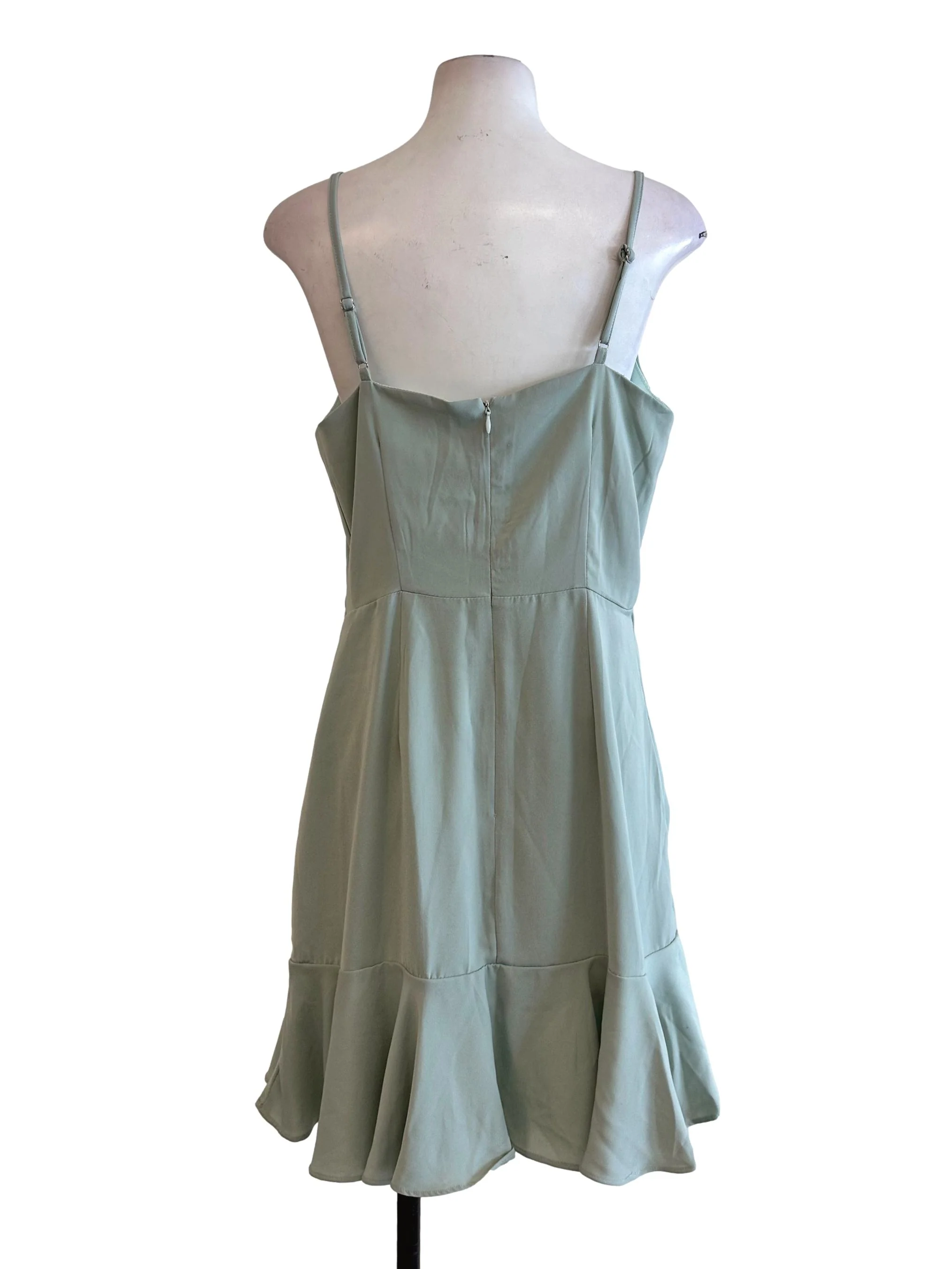 Mint Green Sleeveless Ruffles Pattern Mini Dress - Image 2