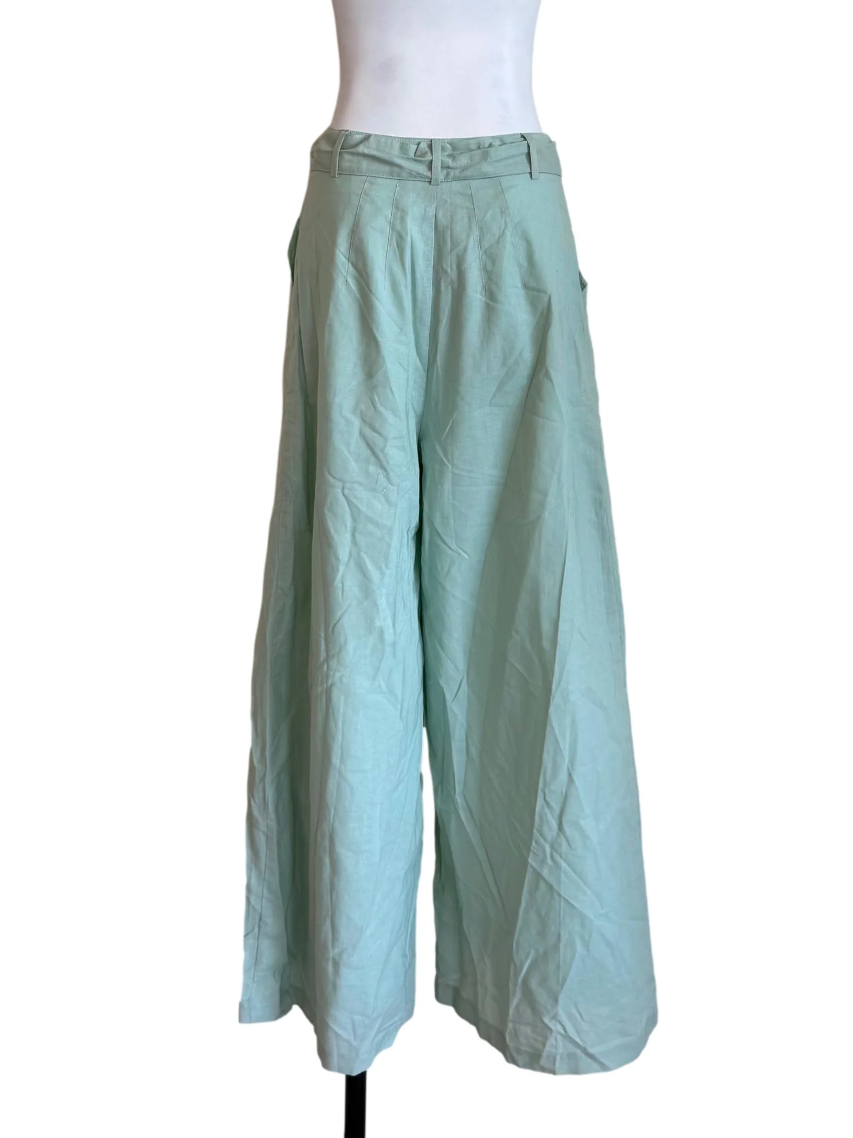 Mint Pleated Wide Leg Pants - Image 2