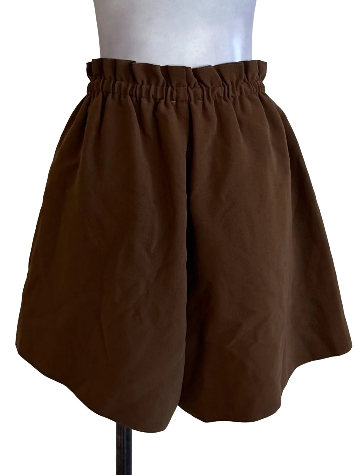 Mocha Brown Elastic Waist Shorts - Image 2