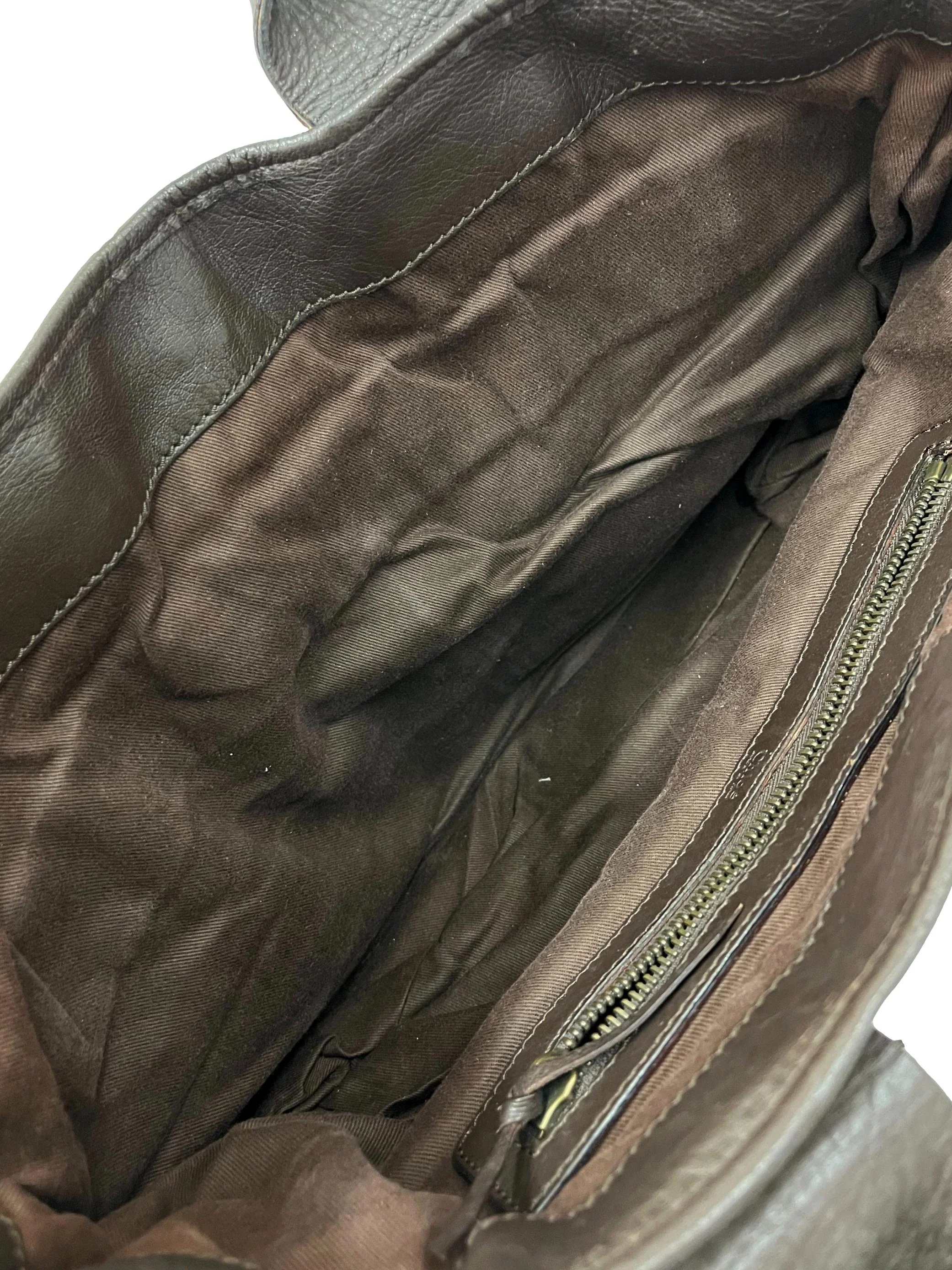Mocha Anthracite Black Leather Zippered Tote Bag - Image 10
