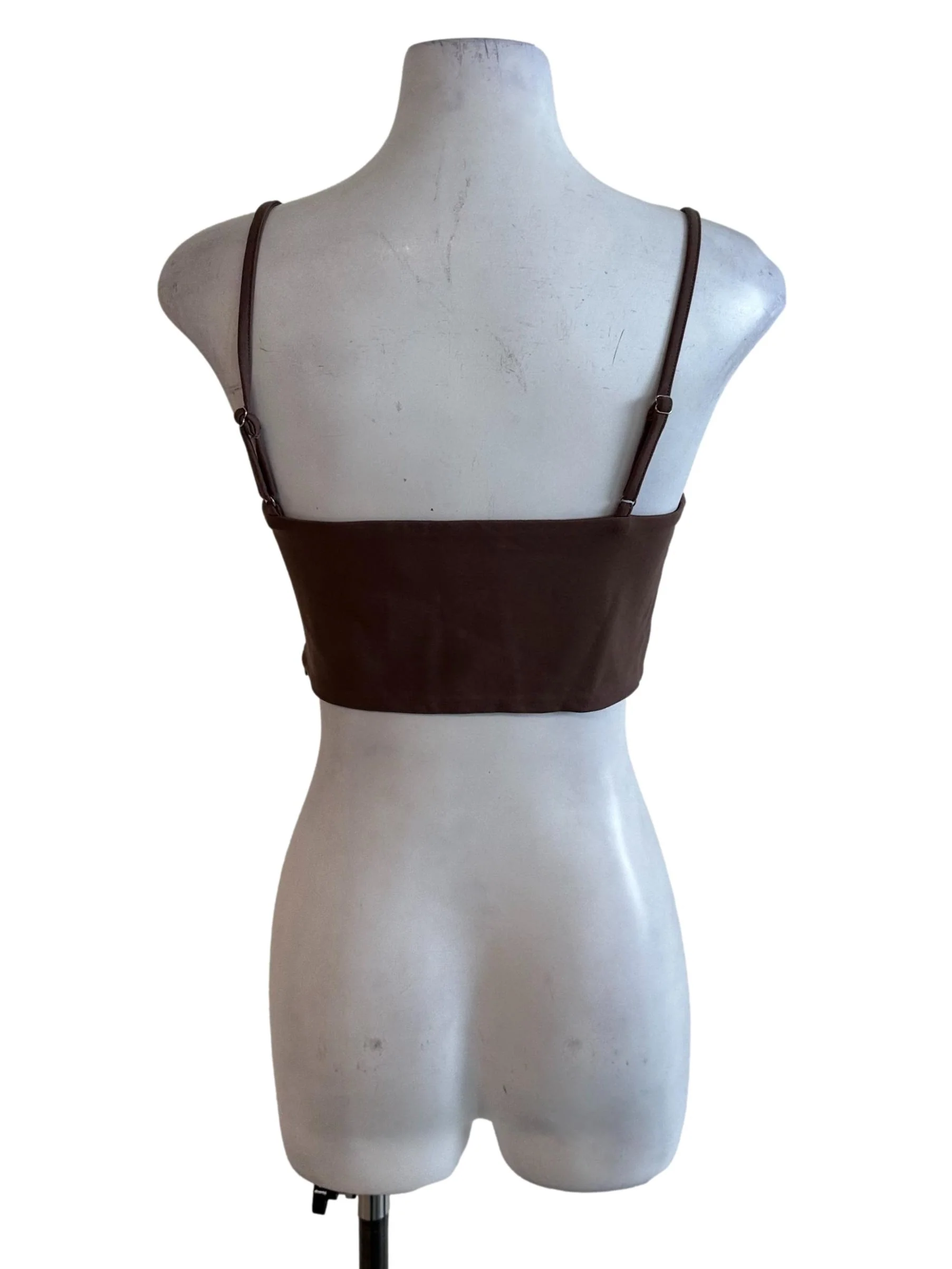 Mocha Brown Square Neck Crop Top - Image 2