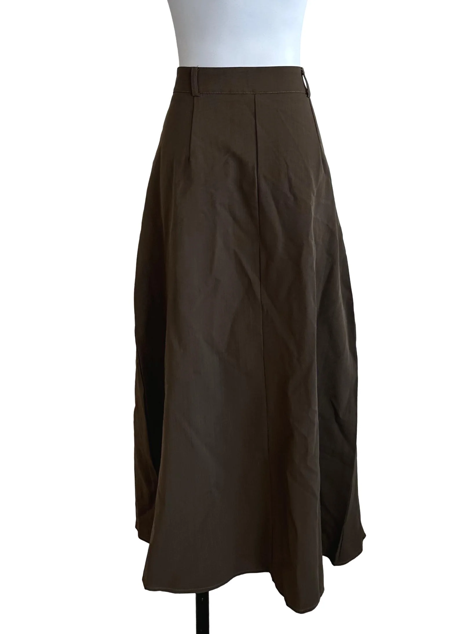 Moss Green Box Pleated Panel Skirt - Image 2