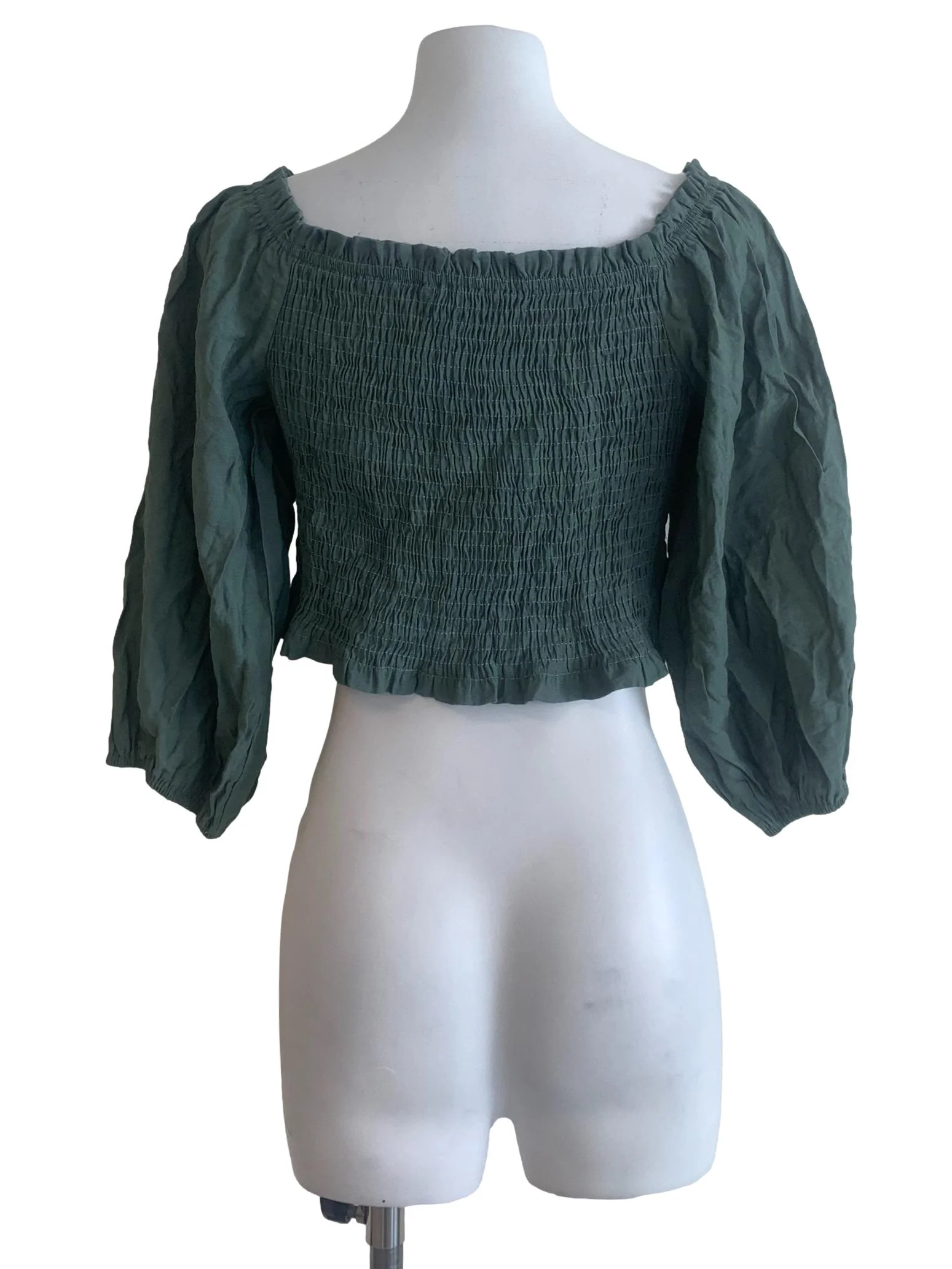 Moss Green Smocked Top - Image 2