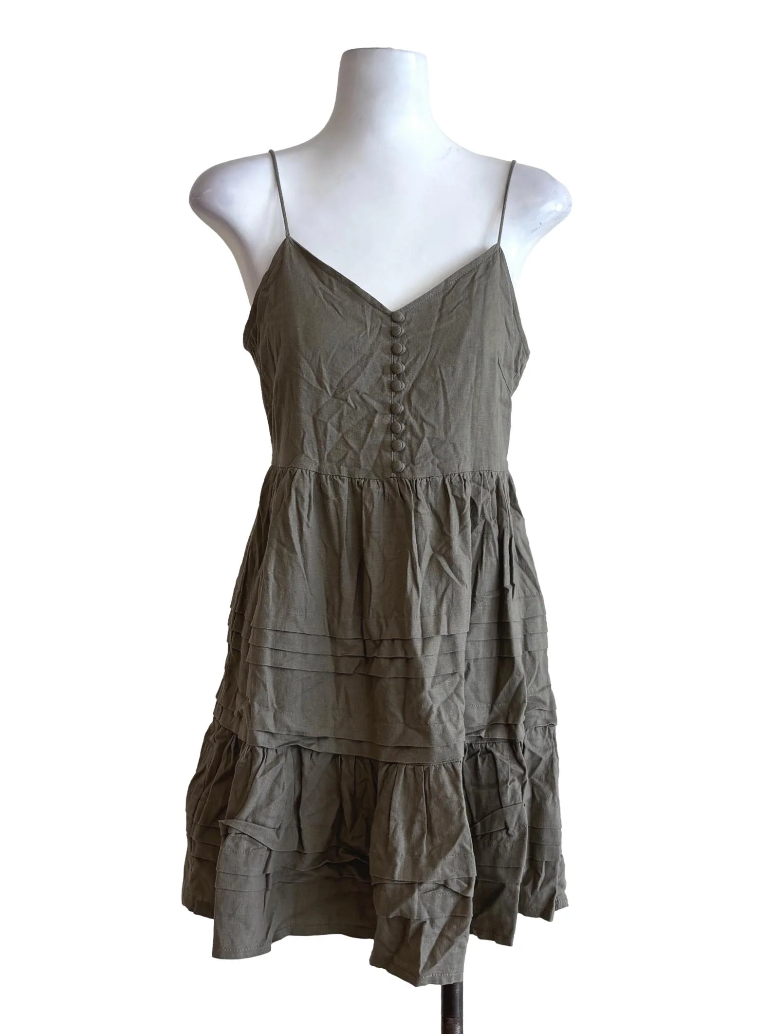 Moss Green Spaghetti Strap Dress