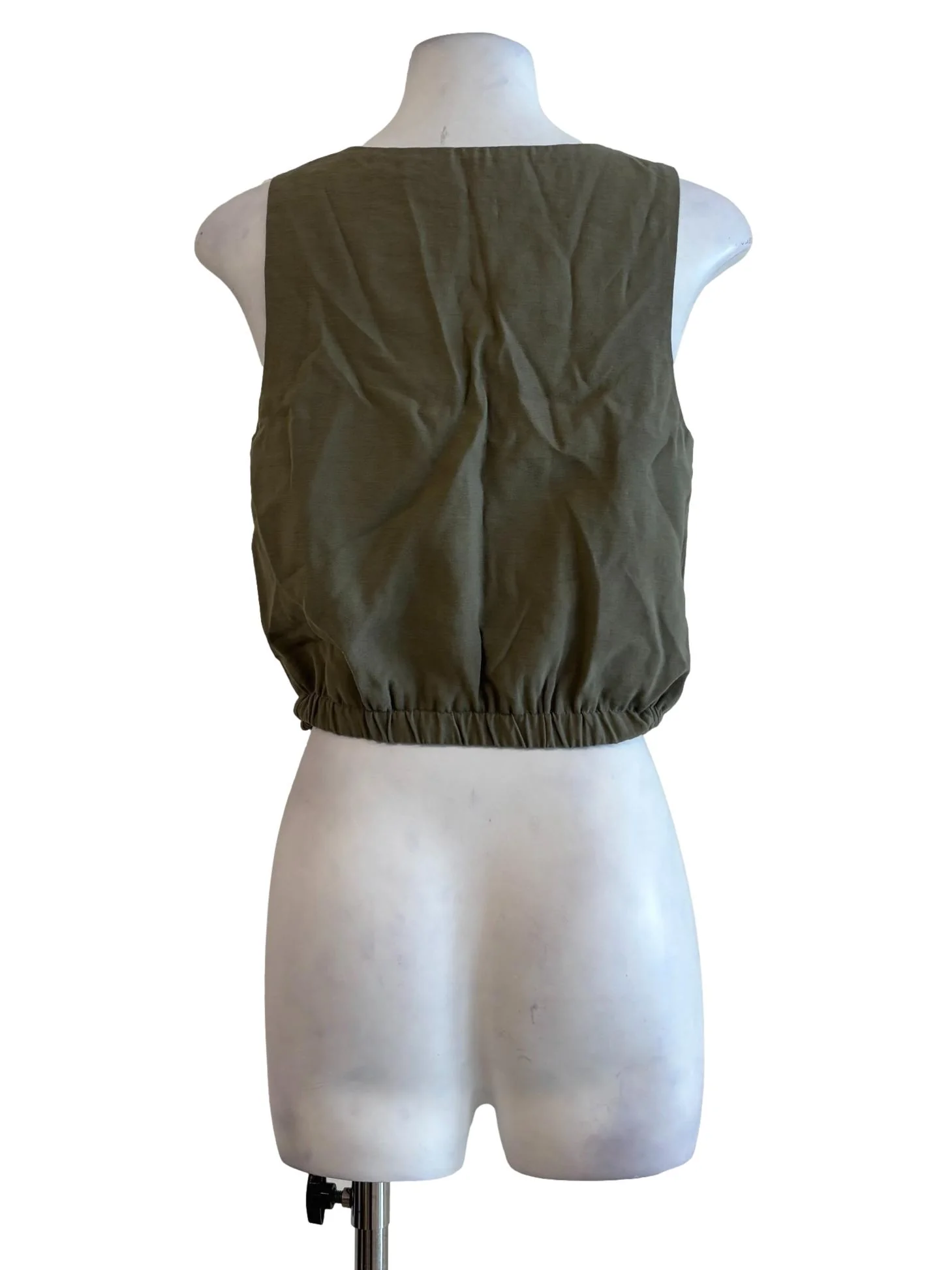 Moss Green Square Neck Elastic Waist Top - Image 2