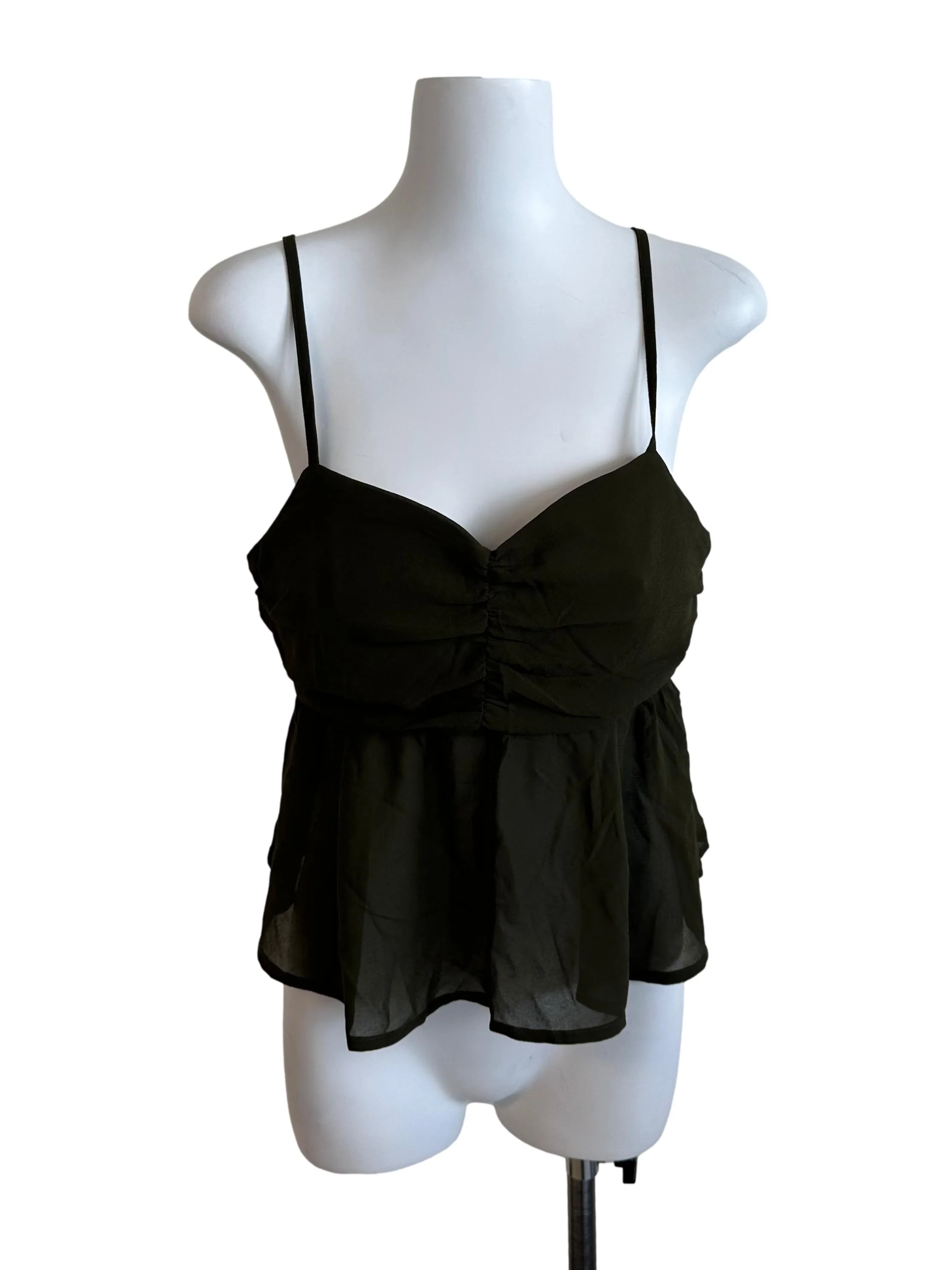 Moss Green Sweetheart Chiffon Babydoll Top
