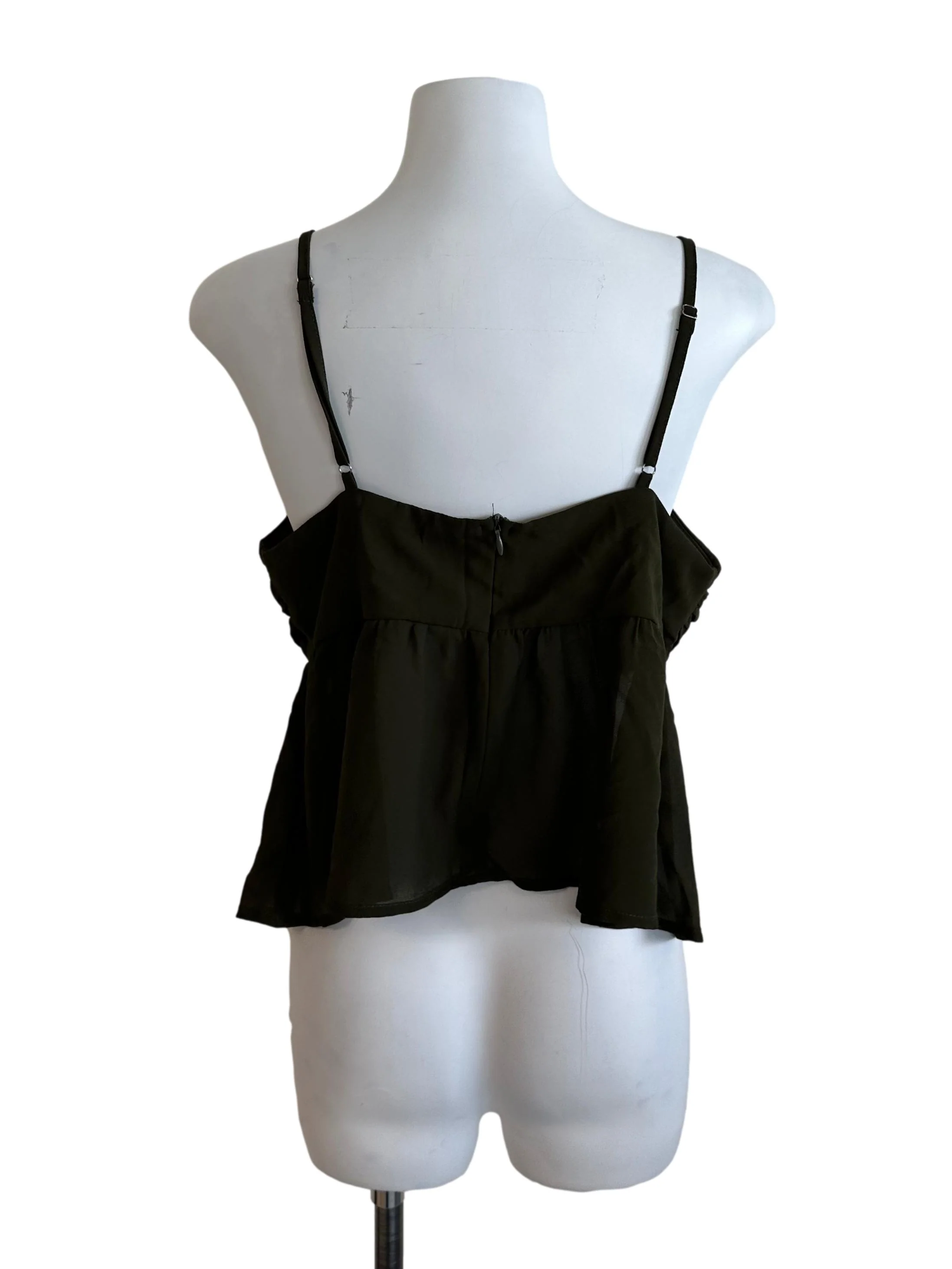 Moss Green Sweetheart Chiffon Babydoll Top - Image 2