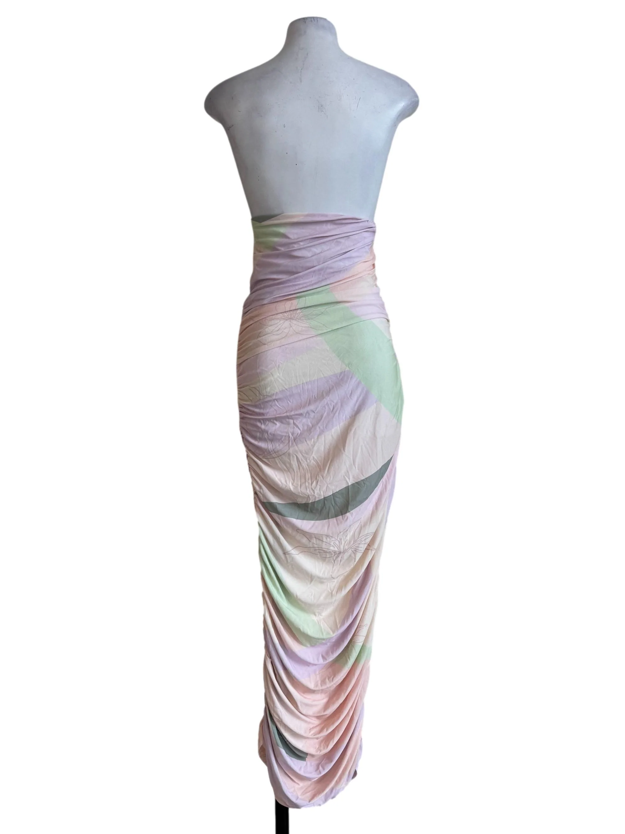Multi Color Pastel Strapless Bodycon Dress - Image 2